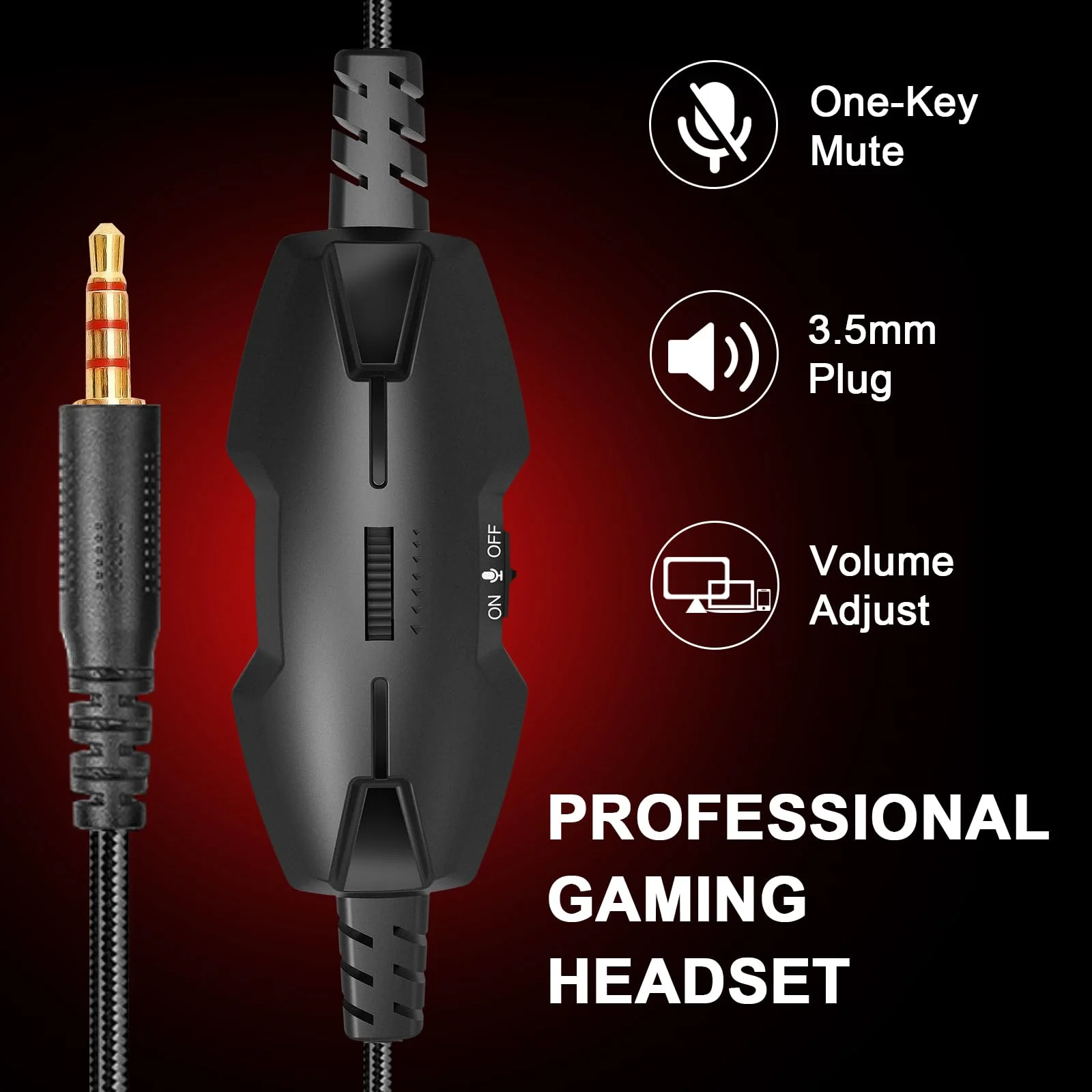 IMYB A88 Gaming Headset with Mic for Ps5, Pc, Xbox One Series X/s, Ps4, Switch, Stereo Wired Noise Cancelling Headphones with Microphone for Computer, Laptop, Mac, Nintendo, Games (Red) BlackRed - Image 7