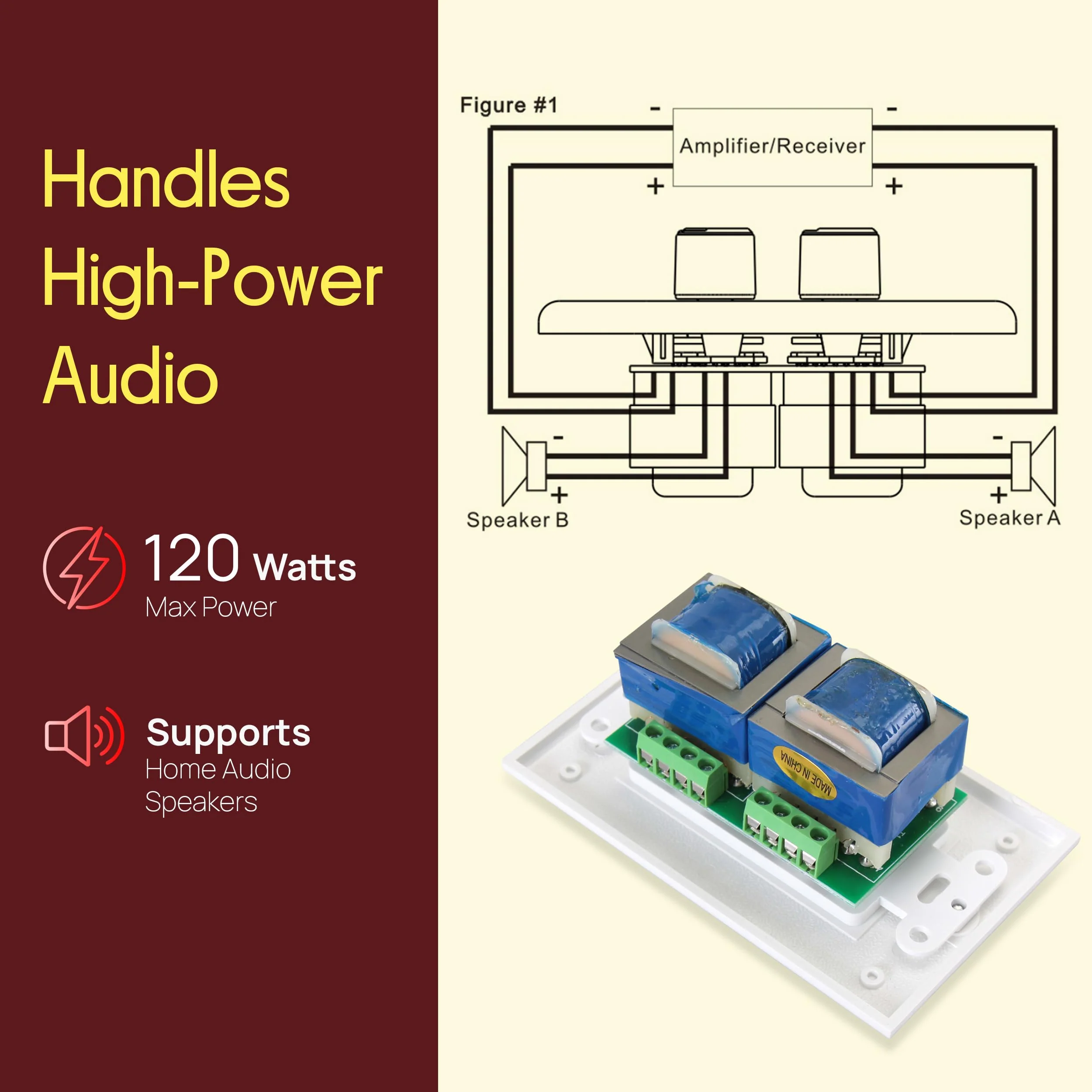 In Wall Speaker Volume Control - Home Audio Smart 2-Channel A/B Dual Channel Speakers Controller Selector Pod Box - Rotary Knob Fader Control Up to (2) Pair of Indoor or Outdoor Speakers - Pyle PVCD15 Standard - Image 3