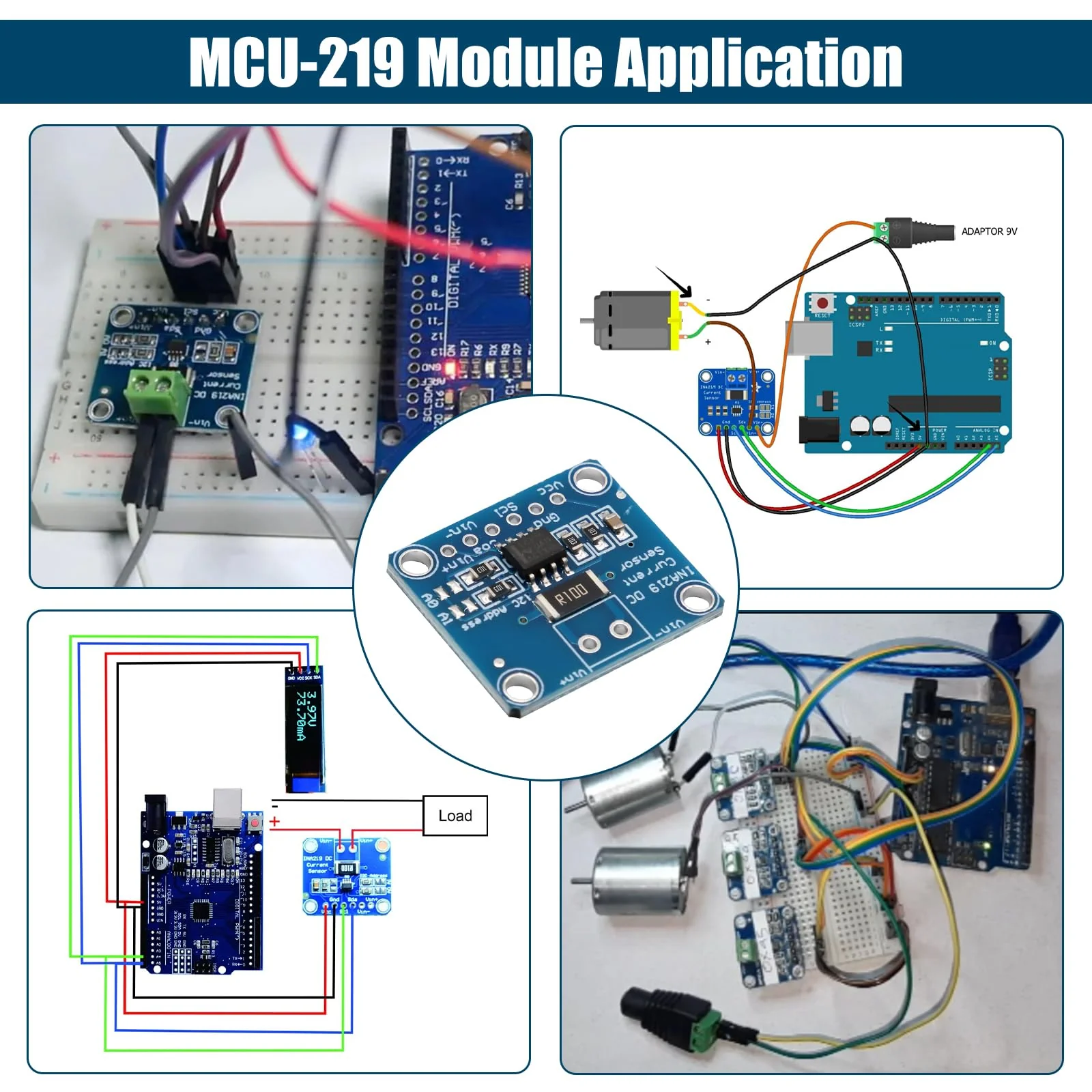 INA219 I2C Sensor Module Binghe 3 Pieces INA219 Zero Point Drift Bidirectional Current Monitoring Sensor Module CJMCU-219 Bidirectional Current Monitoring Sensor I2C Interface Compatible with Arduino - Image 3
