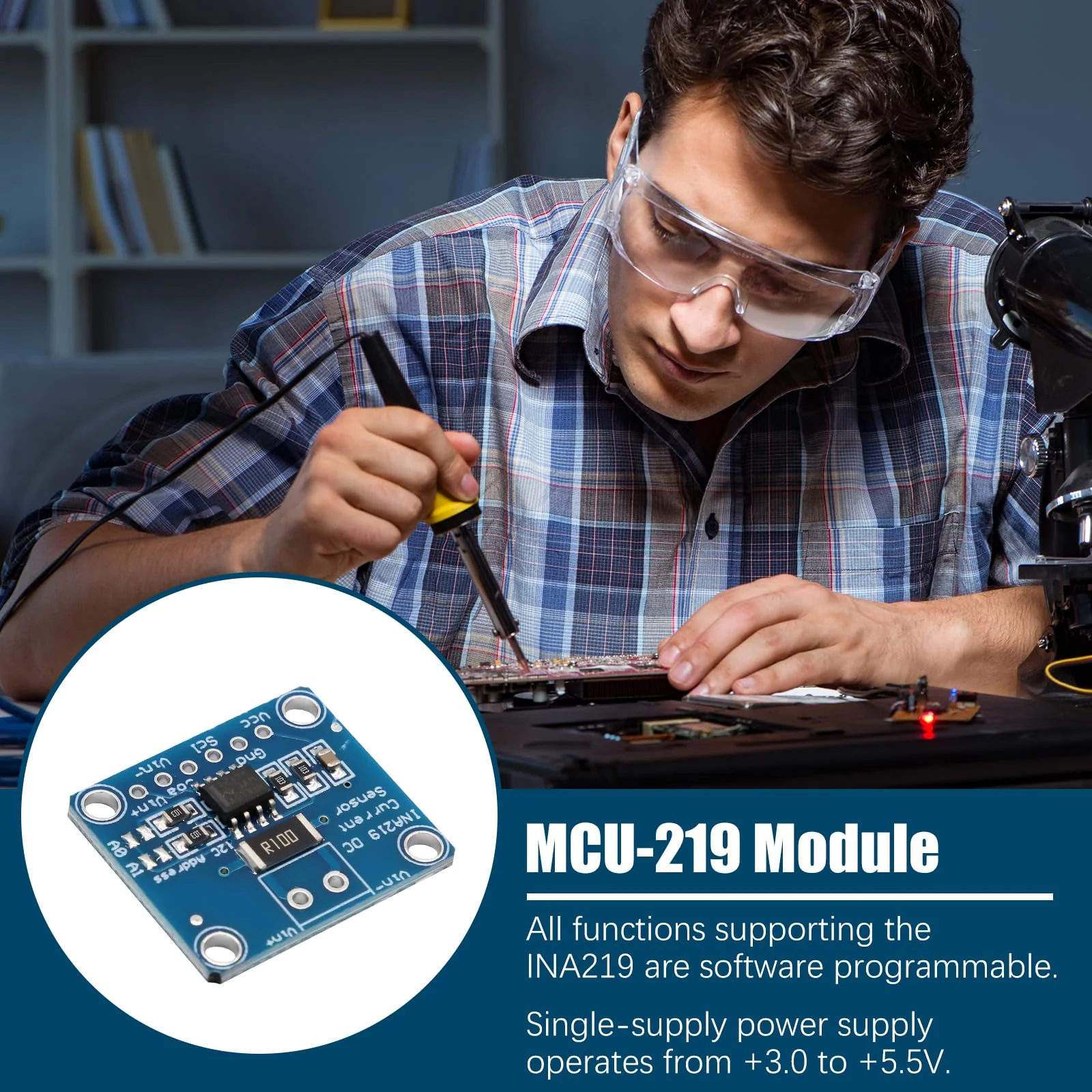INA219 I2C Sensor Module Binghe 3 Pieces INA219 Zero Point Drift Bidirectional Current Monitoring Sensor Module CJMCU-219 Bidirectional Current Monitoring Sensor I2C Interface Compatible with Arduino - Image 4