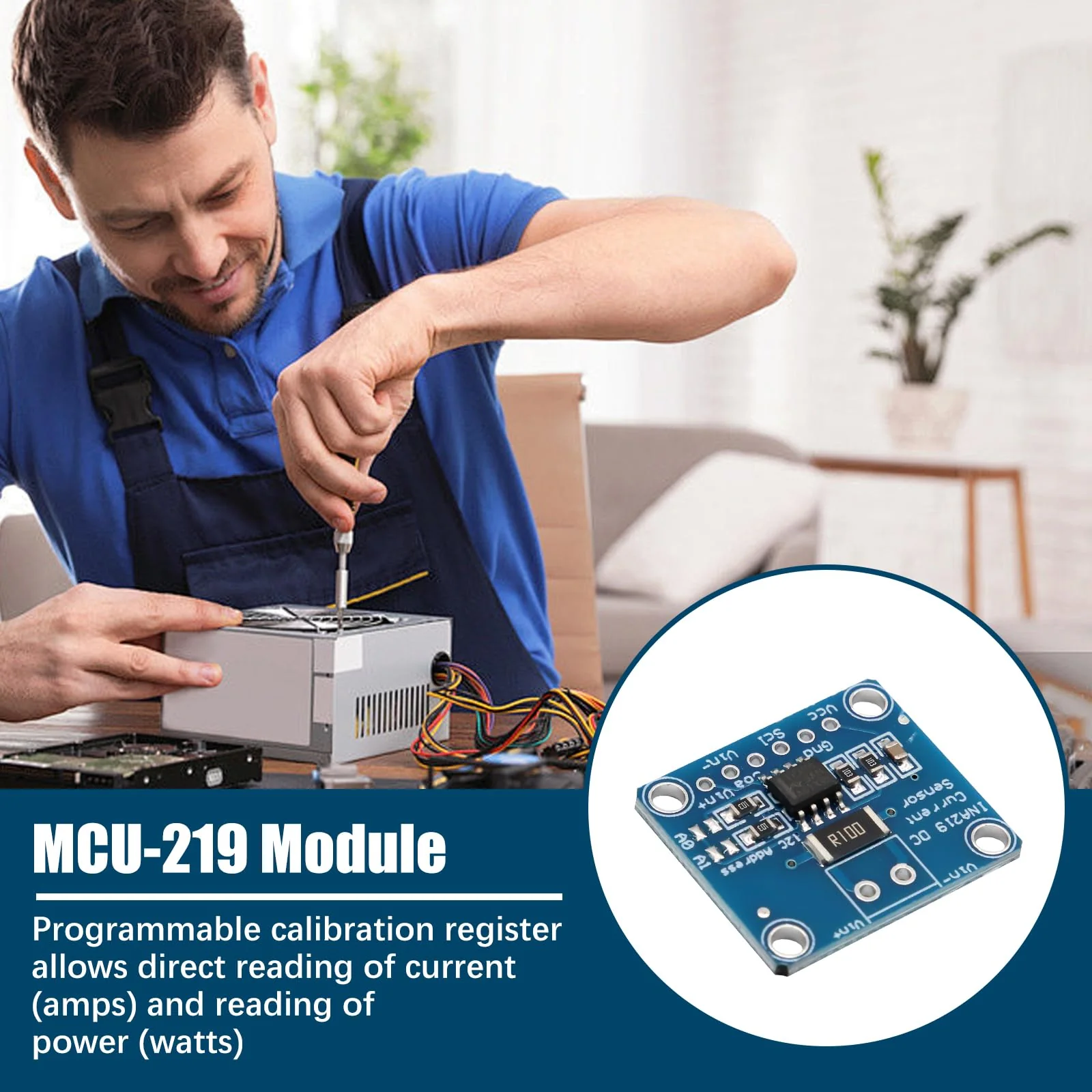 INA219 I2C Sensor Module Binghe 3 Pieces INA219 Zero Point Drift Bidirectional Current Monitoring Sensor Module CJMCU-219 Bidirectional Current Monitoring Sensor I2C Interface Compatible with Arduino - Image 5