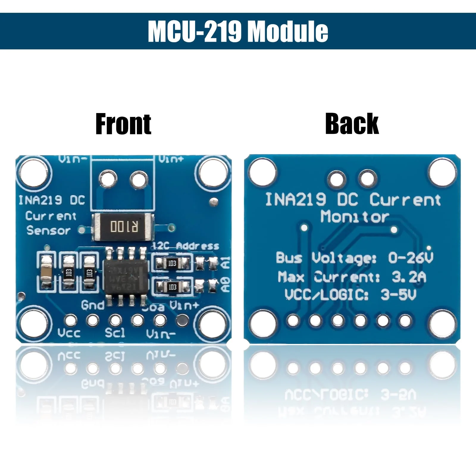 INA219 I2C Sensor Module Binghe 3 Pieces INA219 Zero Point Drift Bidirectional Current Monitoring Sensor Module CJMCU-219 Bidirectional Current Monitoring Sensor I2C Interface Compatible with Arduino - Image 6