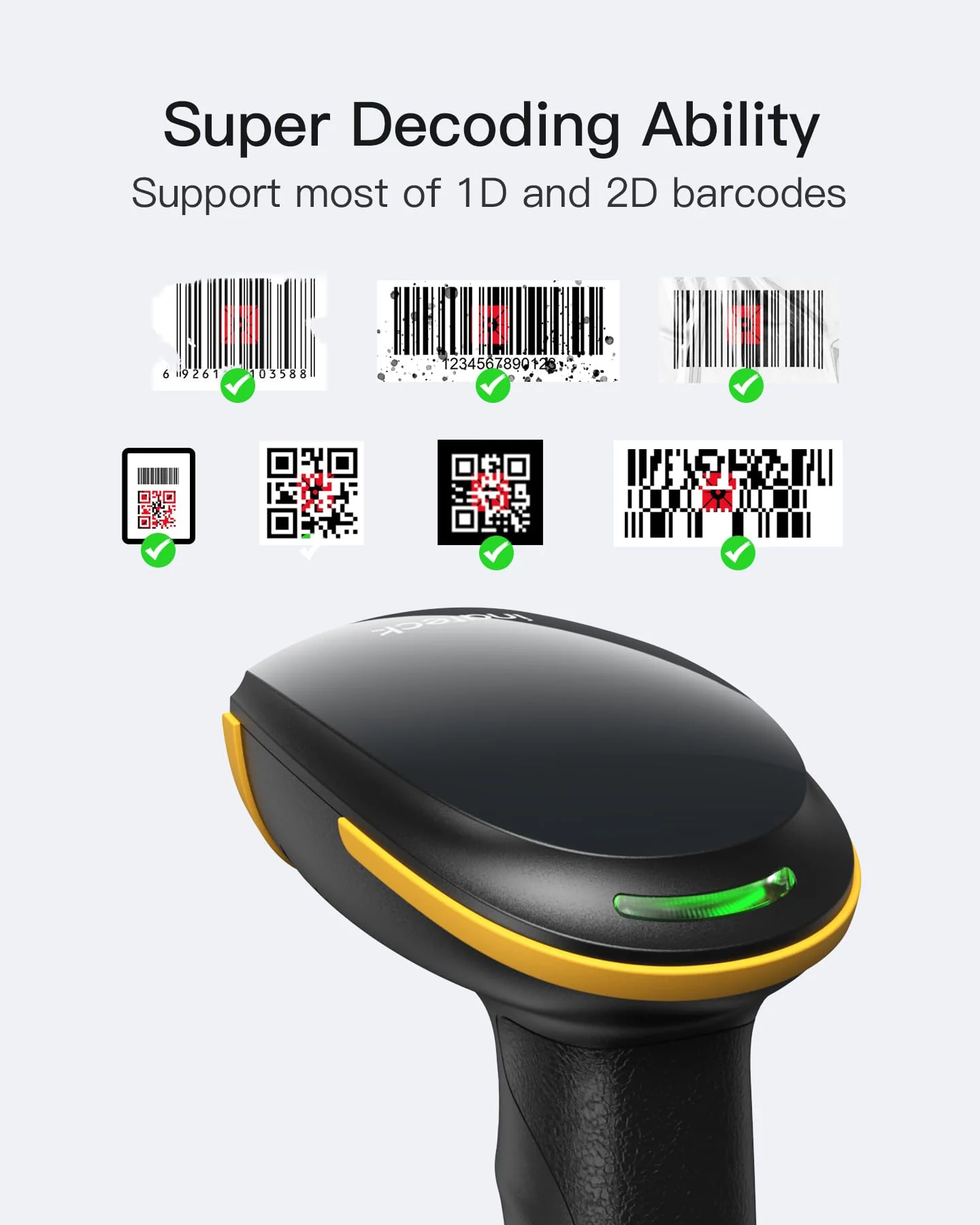 Inateck 2D Barcode Scanner with Intelligent Stand, Wireless QR Code Scanner, Handheld Scanner with APP and SDK, 2D Imager with 2600mAh Battery, BCST-35 - Image 2