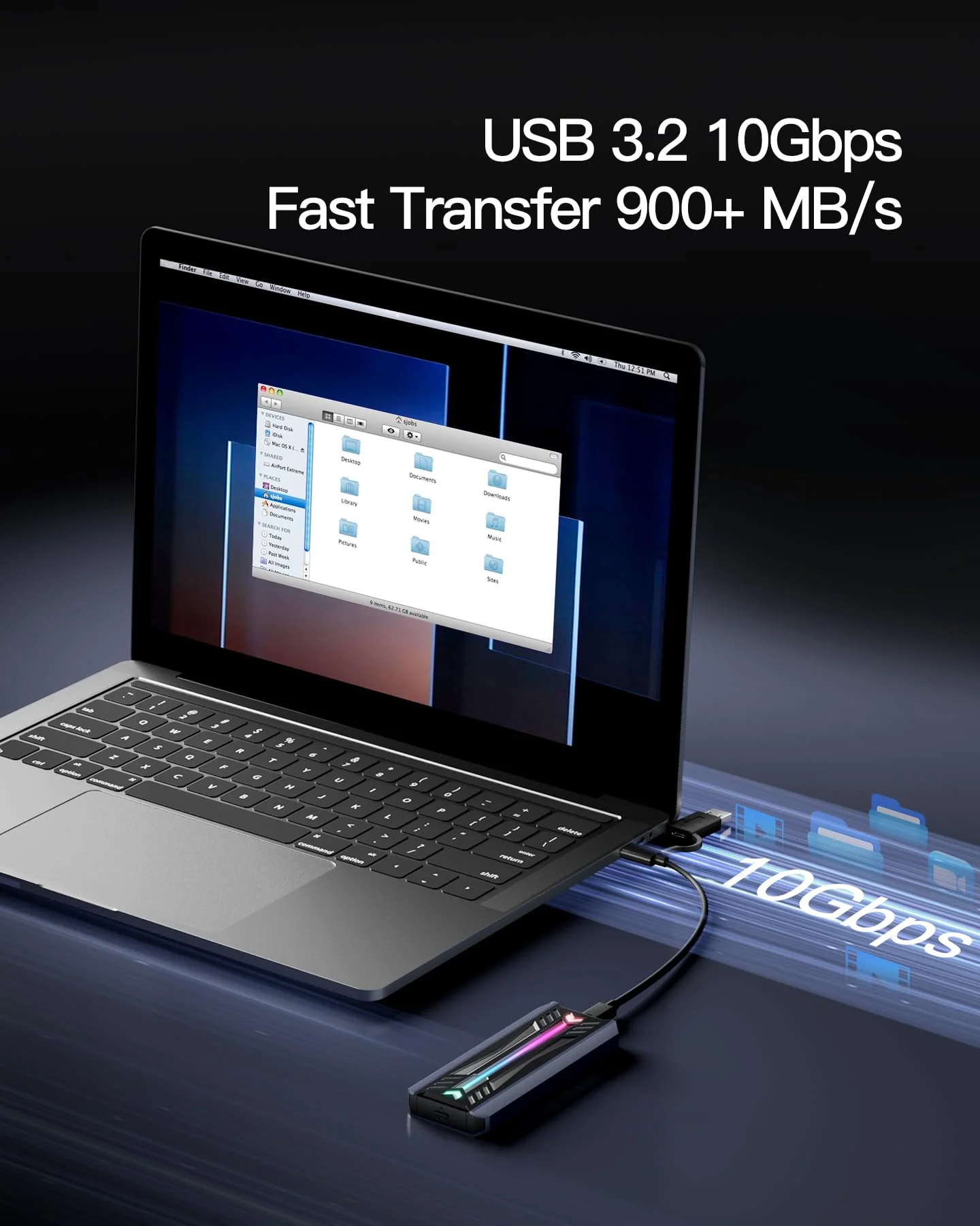 Inateck M.2 NVMe SATA SSD Enclosure with RGB,USB 3.2 Gen 2 (10 Gbps) Enclosure Support UASP Trim for NVME/SATA SSDs 2242/2260/2280(M Key), Tool-free Installation(Up to 4TB)，FE2024 Housing with RGB function - Image 2