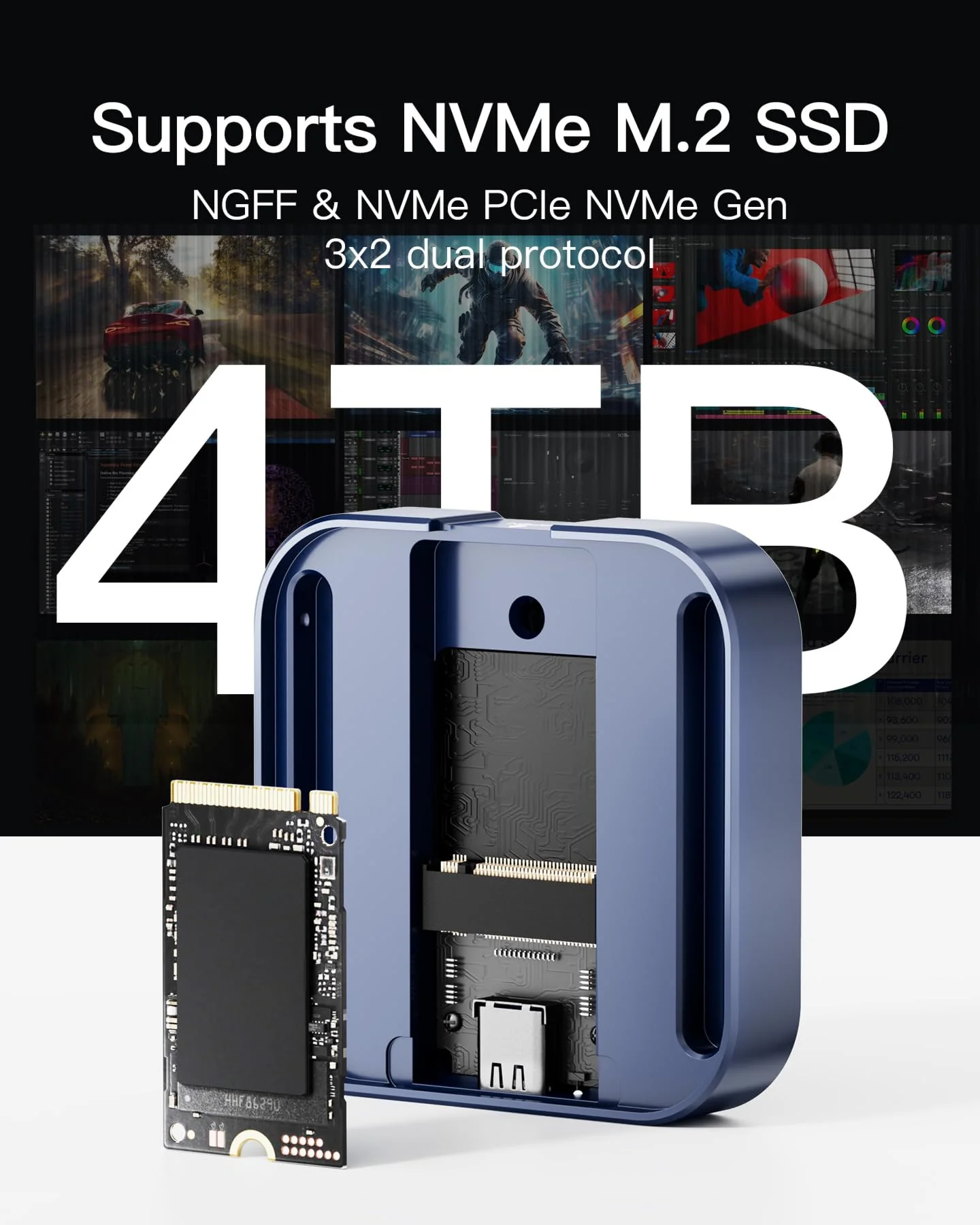 Inateck Magnetic M.2 SSD Enclosure, Type-C USB 3.2 Gen 2 10Gbps SSD Enclosure, Tool-Free, Compatible with 2230 NGFF&NVME PCIe M.2 M-KEY/B&M-Key, Supports Windows/Linux/Android/MacOS, FE2032 - Image 4