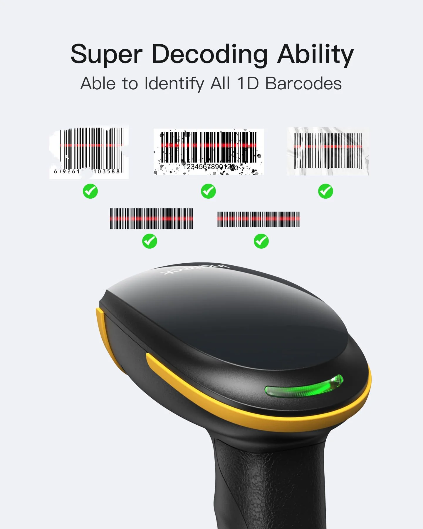 Inateck Wireless Barcode Scanner, Bluetooth Bar Code Scanner, 1D USB Barcode Reader Handheld, 2000mAh Battery 1 Charge 3 Months, Scanner Barcode with APP and SDK - Image 2