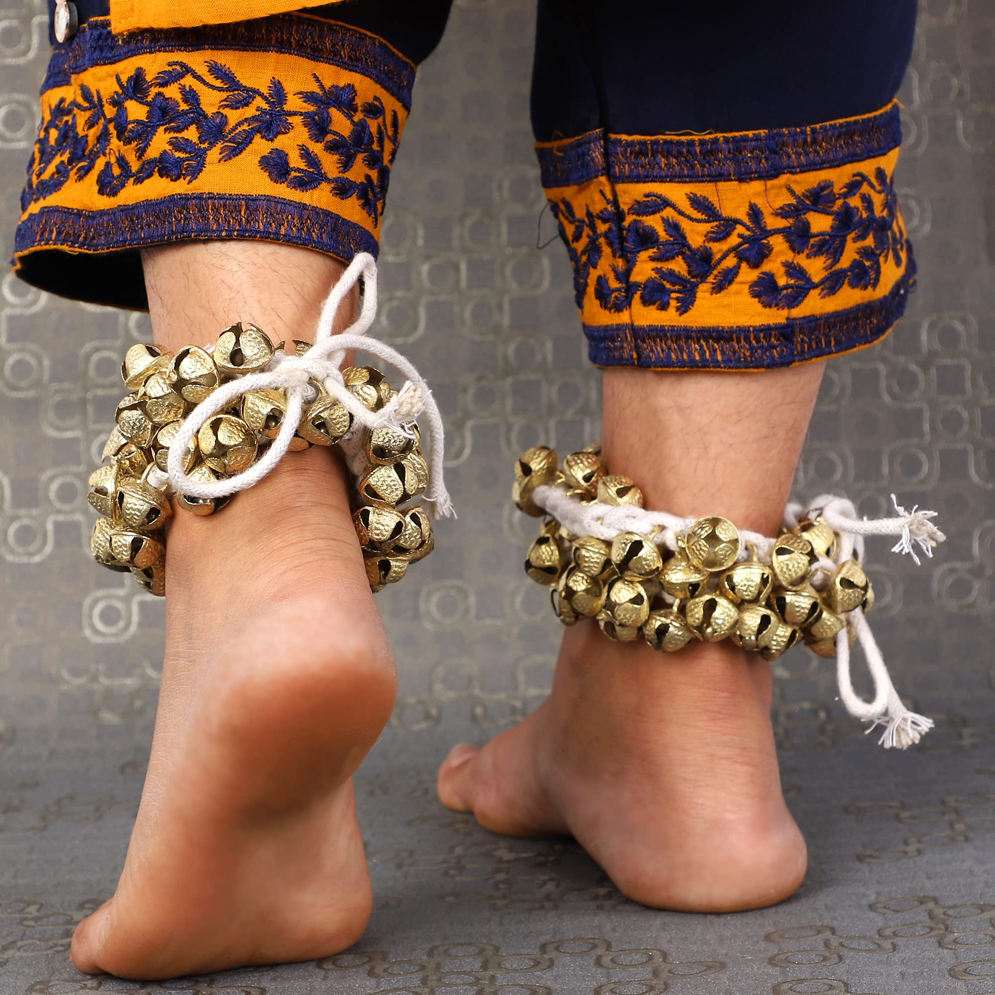 Indian Classical Kathak Ghungroo Pair 16 No. Big Bells Tied with Cotton Cord For Anklet Musical Instrument From India Dance Accessories (25-25) 25-25 - Image 5