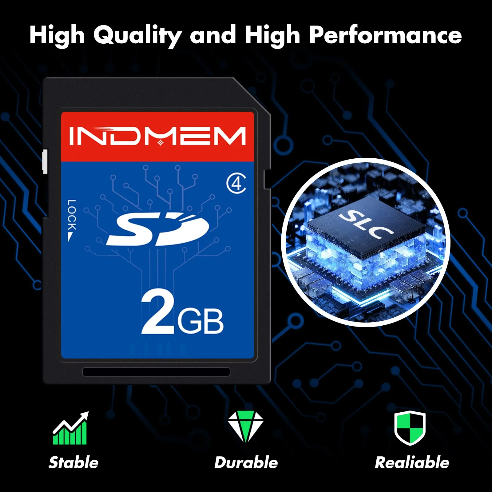 INDMEM 2 Pack SD Card 2GB Class 4 Flash Memory Card 2G SLC Stanard Secure Digital Cards (2PC) 2PC - Image 2