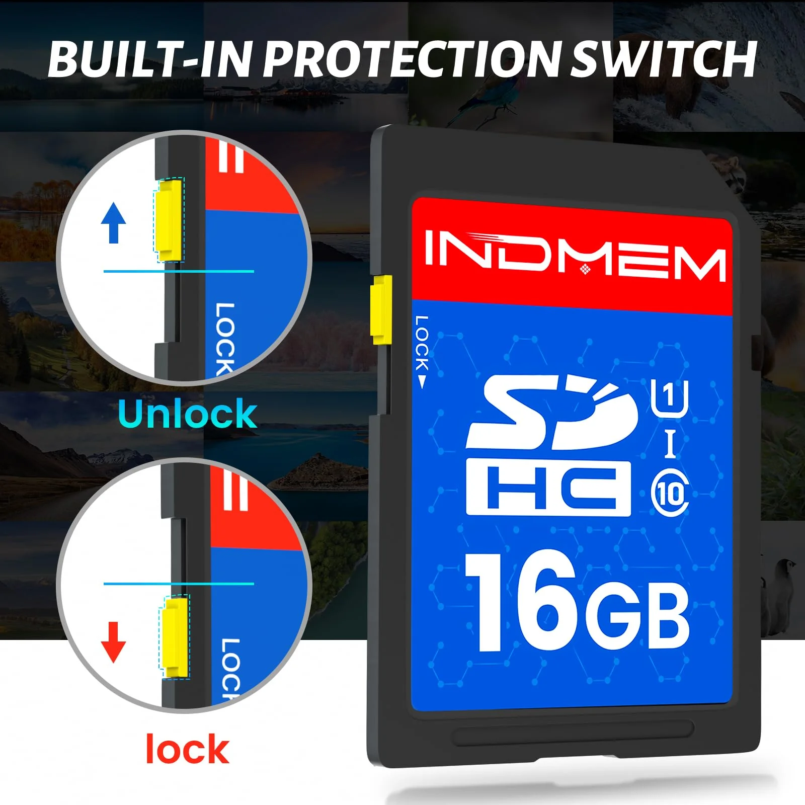INDMEM SD Card 16GB, 8 Packs Class 10 16GB Flash Memory Card MLC Standard Secure Digital Cards Camera Card 16GB(8pcs) - Image 2