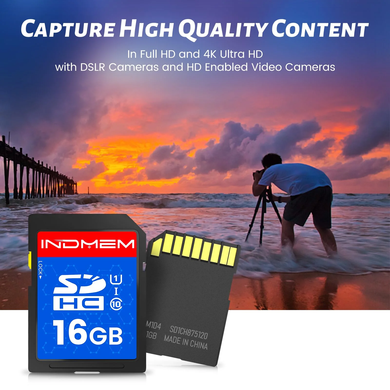 INDMEM SD Card 16GB, 8 Packs Class 10 16GB Flash Memory Card MLC Standard Secure Digital Cards Camera Card 16GB(8pcs) - Image 5