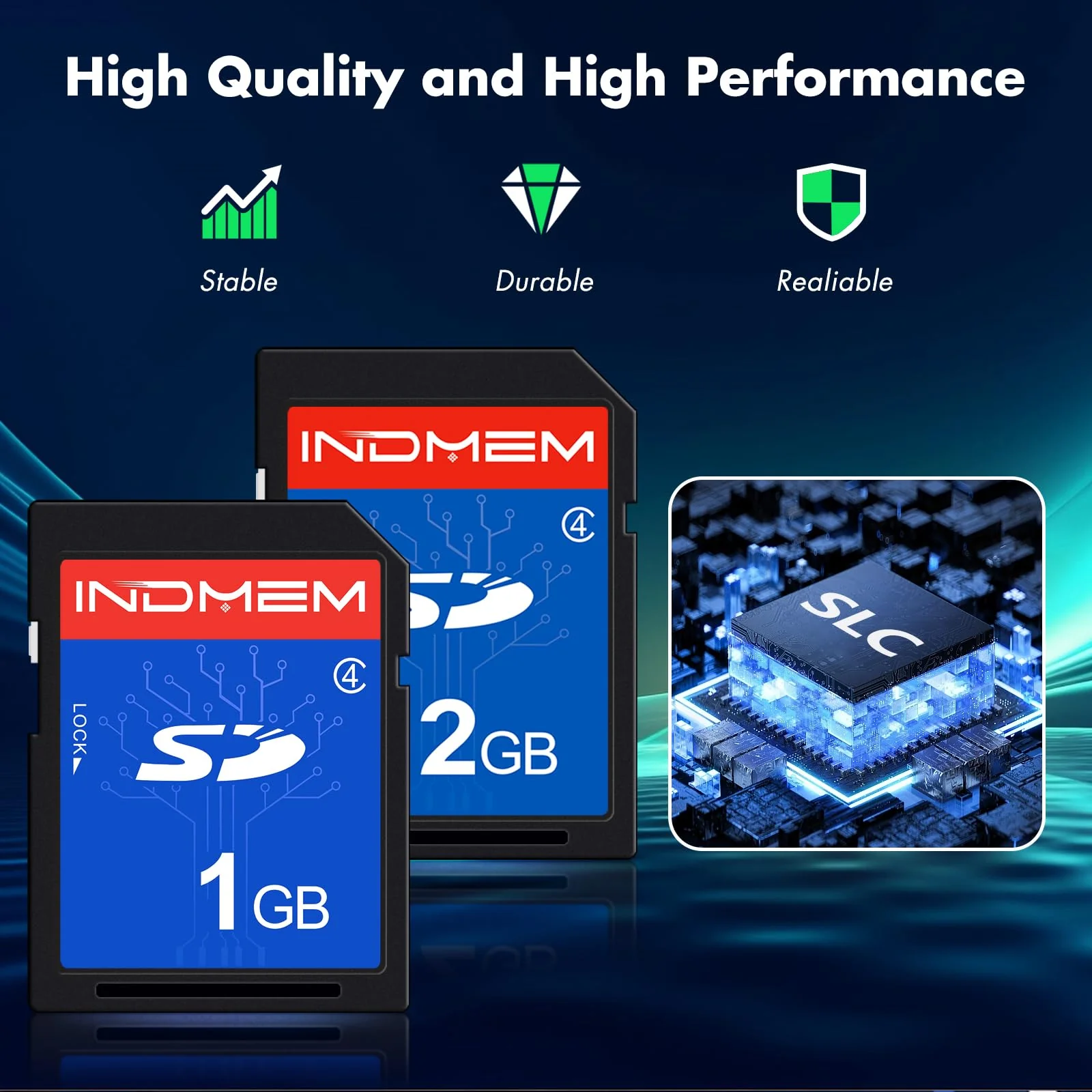 INDMEM SD Card 1GB + 2GB， Class 4 Flash Memory Card 2G SLC Standard Secure Digital Cards - Image 2