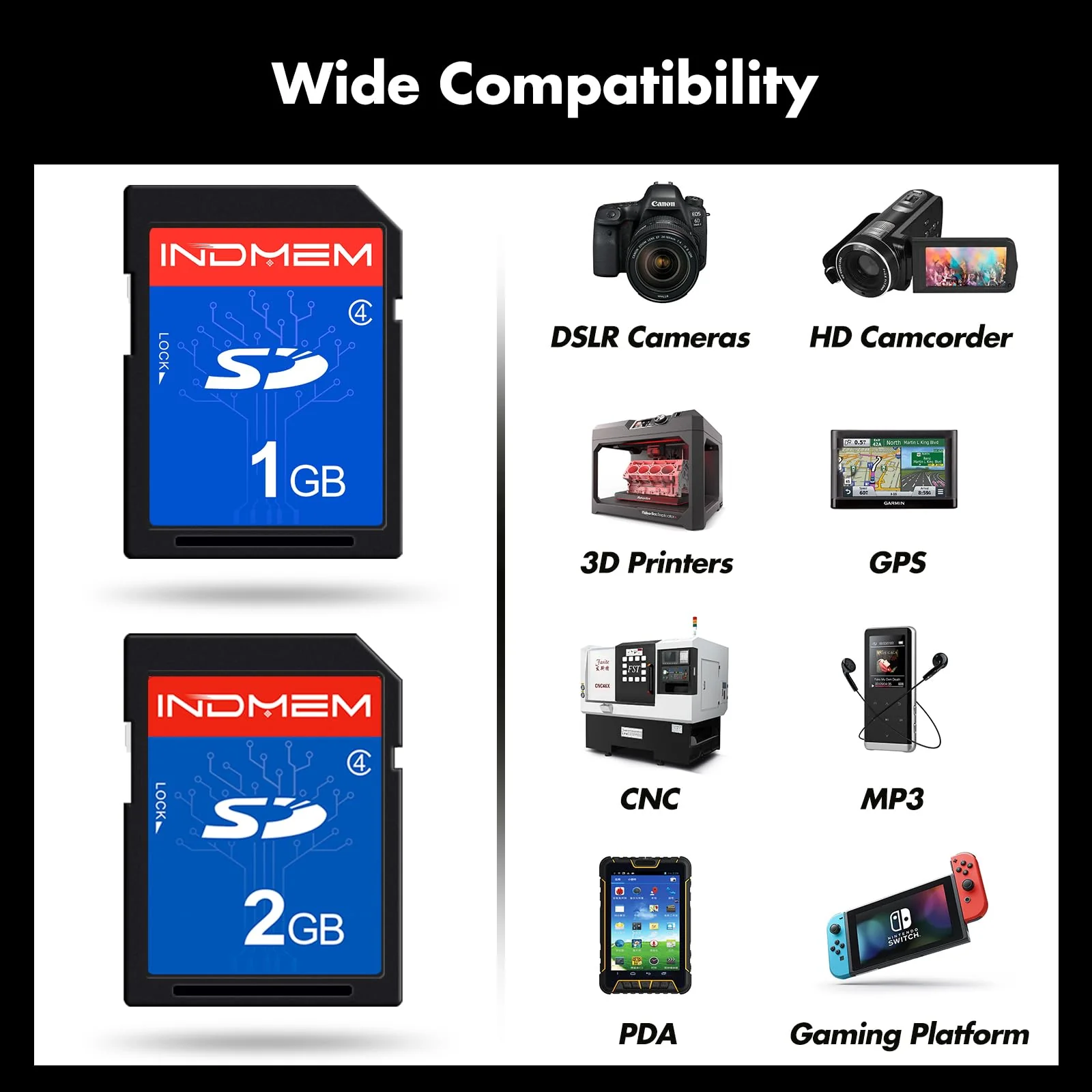 INDMEM SD Card 1GB + 2GB， Class 4 Flash Memory Card 2G SLC Standard Secure Digital Cards - Image 5