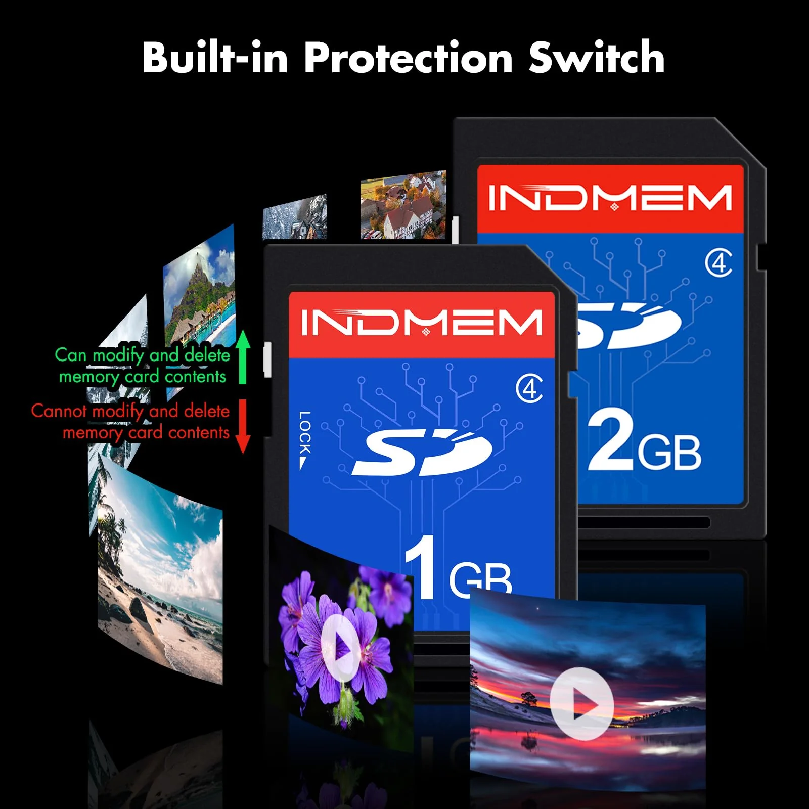 INDMEM SD Card 1GB + 2GB， Class 4 Flash Memory Card 2G SLC Standard Secure Digital Cards - Image 6