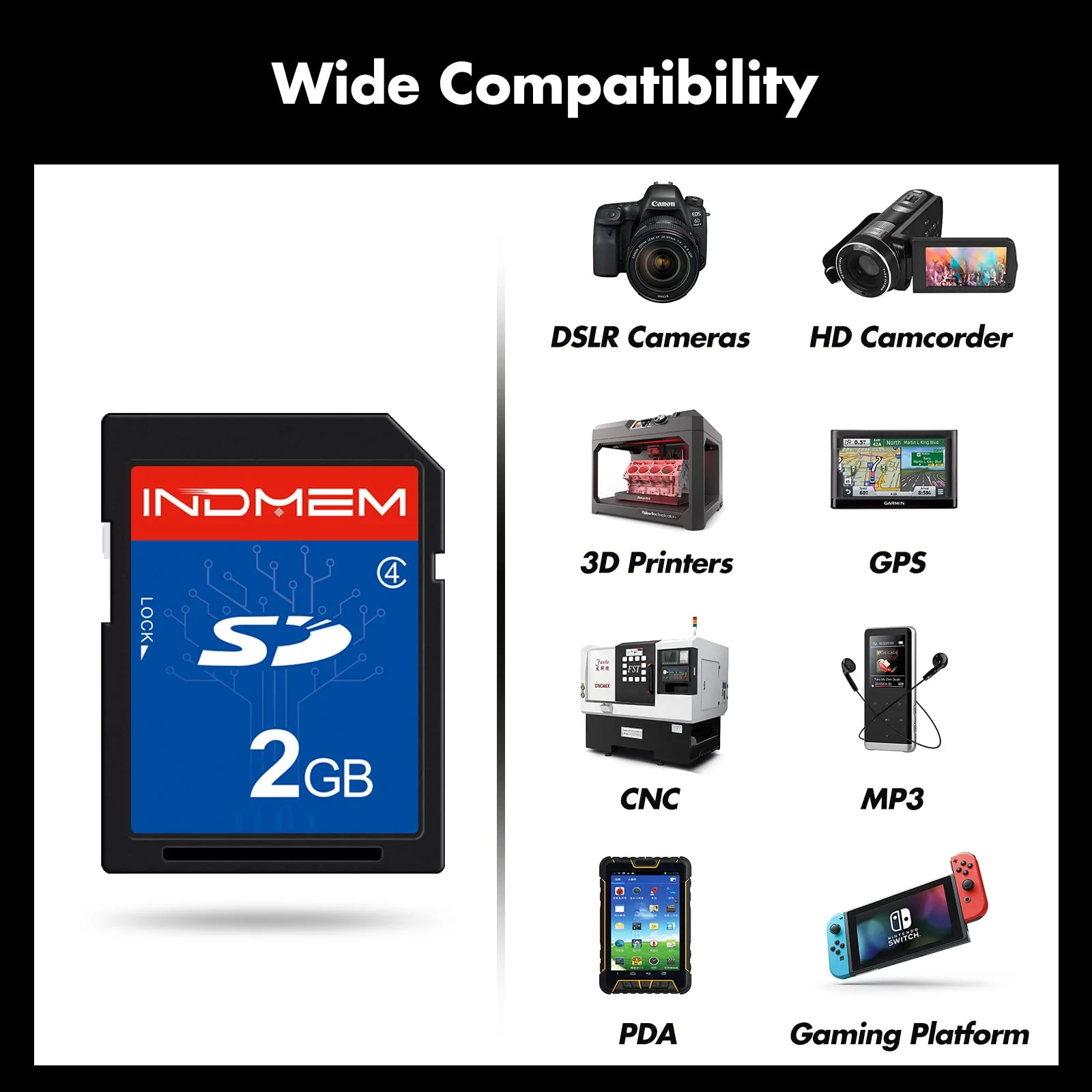INDMEM SD Card 2GB Class 4 Flash Memory Card 2G SLC Stanard Secure Digital Cards (1PC) 1PC - Image 5