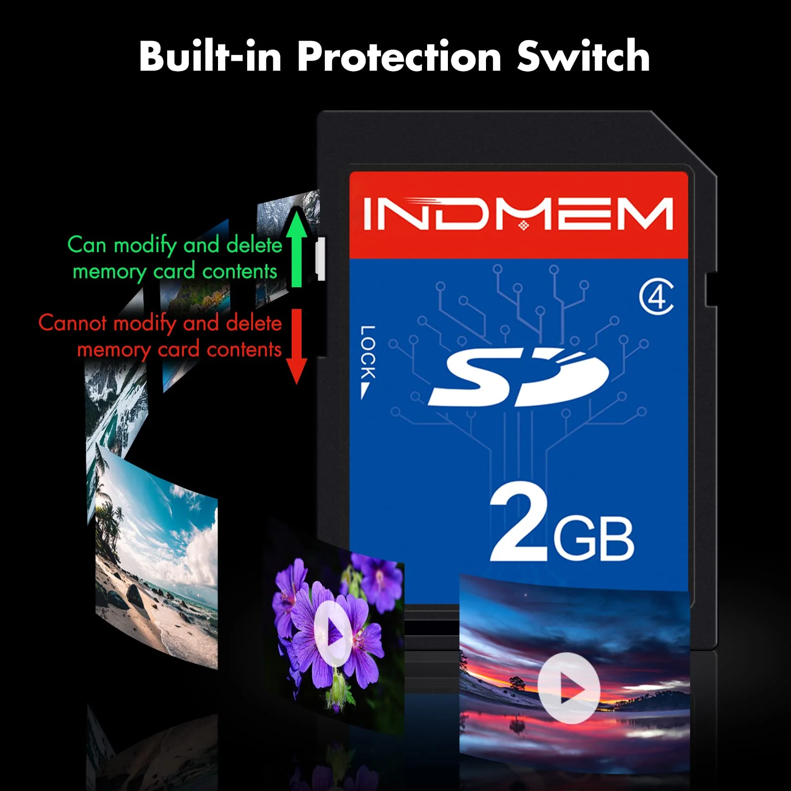 INDMEM SD Card 2GB Class 4 Flash Memory Card 2G SLC Stanard Secure Digital Cards (1PC) 1PC - Image 6