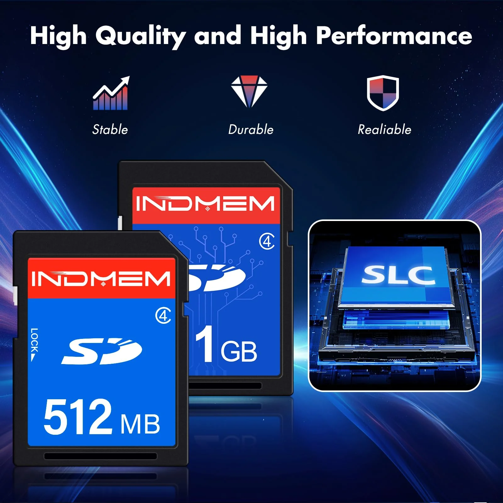INDMEM SD Card 512MB+1GB,Class 4 Flash Memory Card 1GB MLC Standard Secure Digital Cards Camera Cards - Image 2