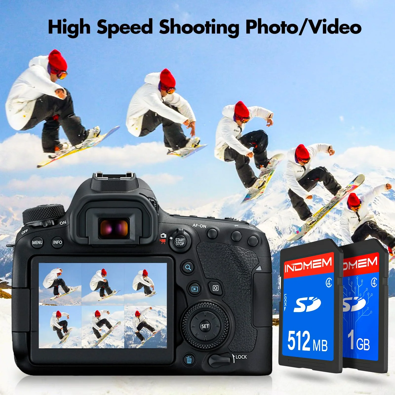 INDMEM SD Card 512MB+1GB,Class 4 Flash Memory Card 1GB MLC Standard Secure Digital Cards Camera Cards - Image 3