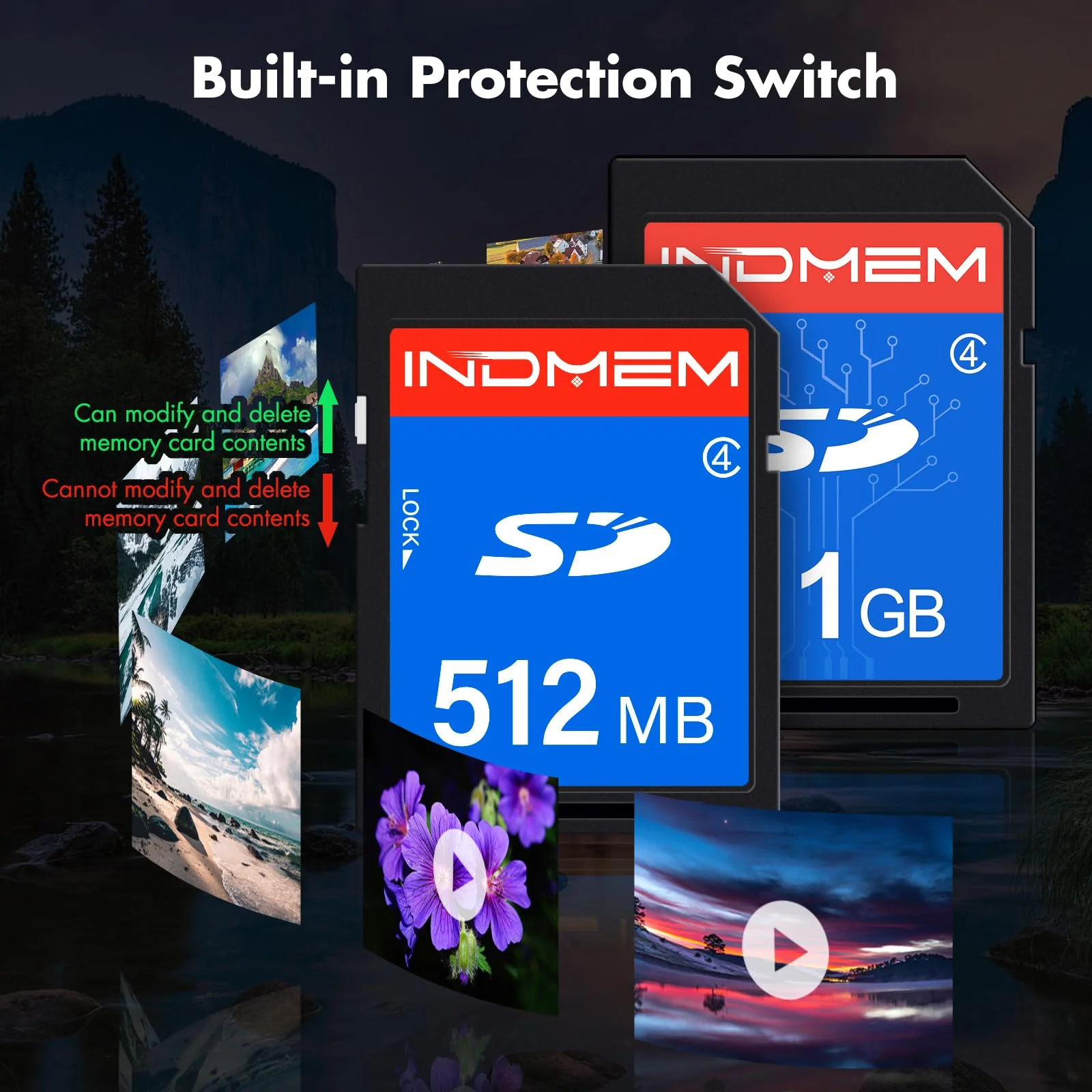 INDMEM SD Card 512MB+1GB,Class 4 Flash Memory Card 1GB MLC Standard Secure Digital Cards Camera Cards - Image 6