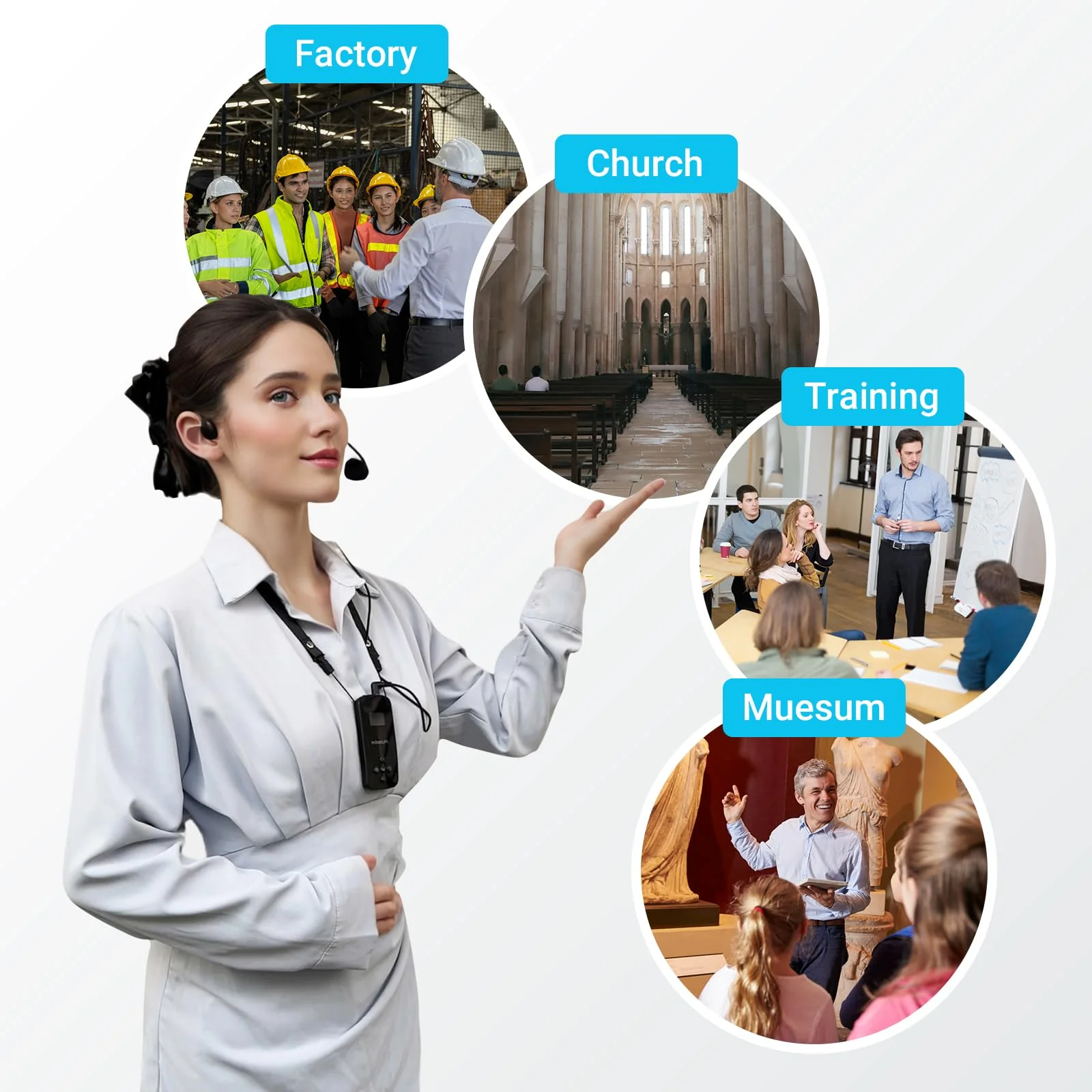 IndoorLink Over Ear Headworn Microphone for Churches, Factory/Museum Visit, Exhibition, Court. - Image 6