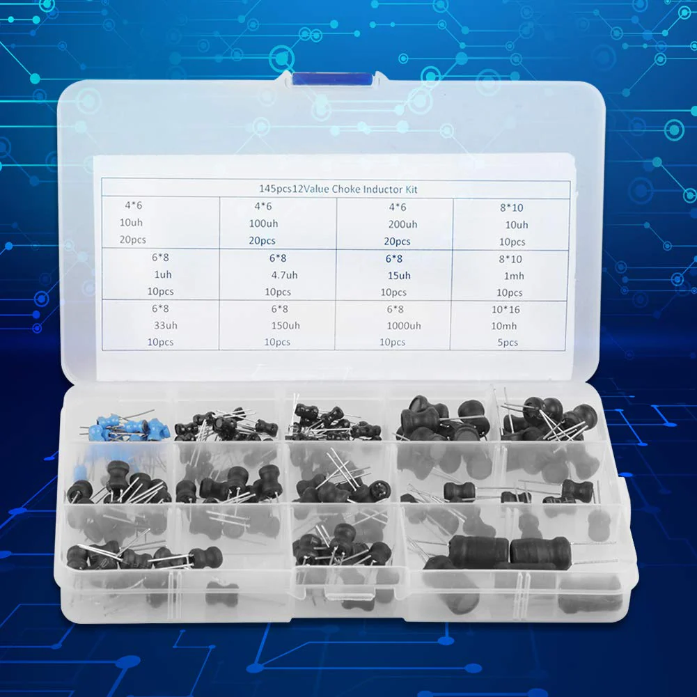 Inductors 10uH-10mH 12 Values Choke Coils Assorted Kit Electronic Inductors With Special Guide Pin Structure Small Vertical Inductors Take Up Less Space - Image 5