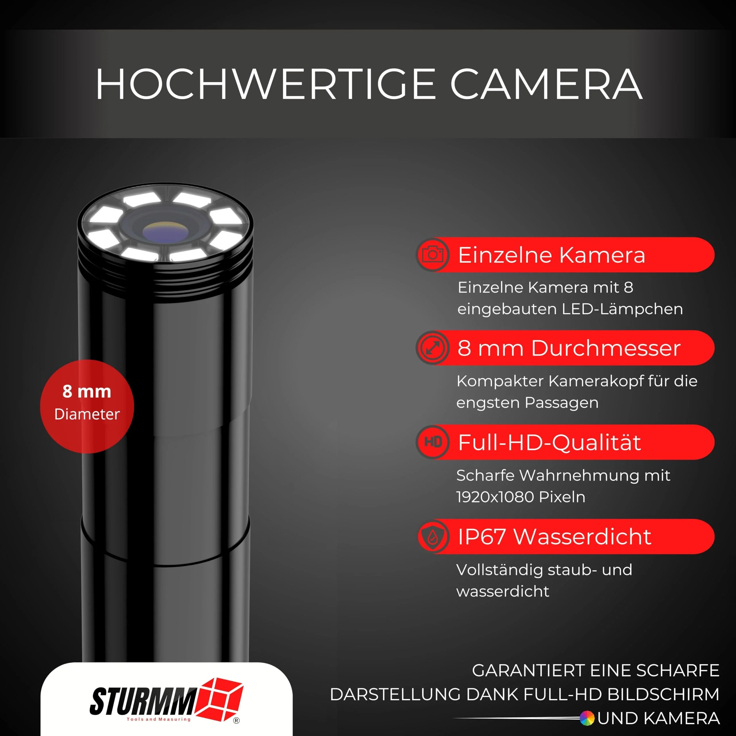 Industrial Endoscope with Single Camera, 5 Meter Cable and 4.3 Inch LCD Display - Image 4