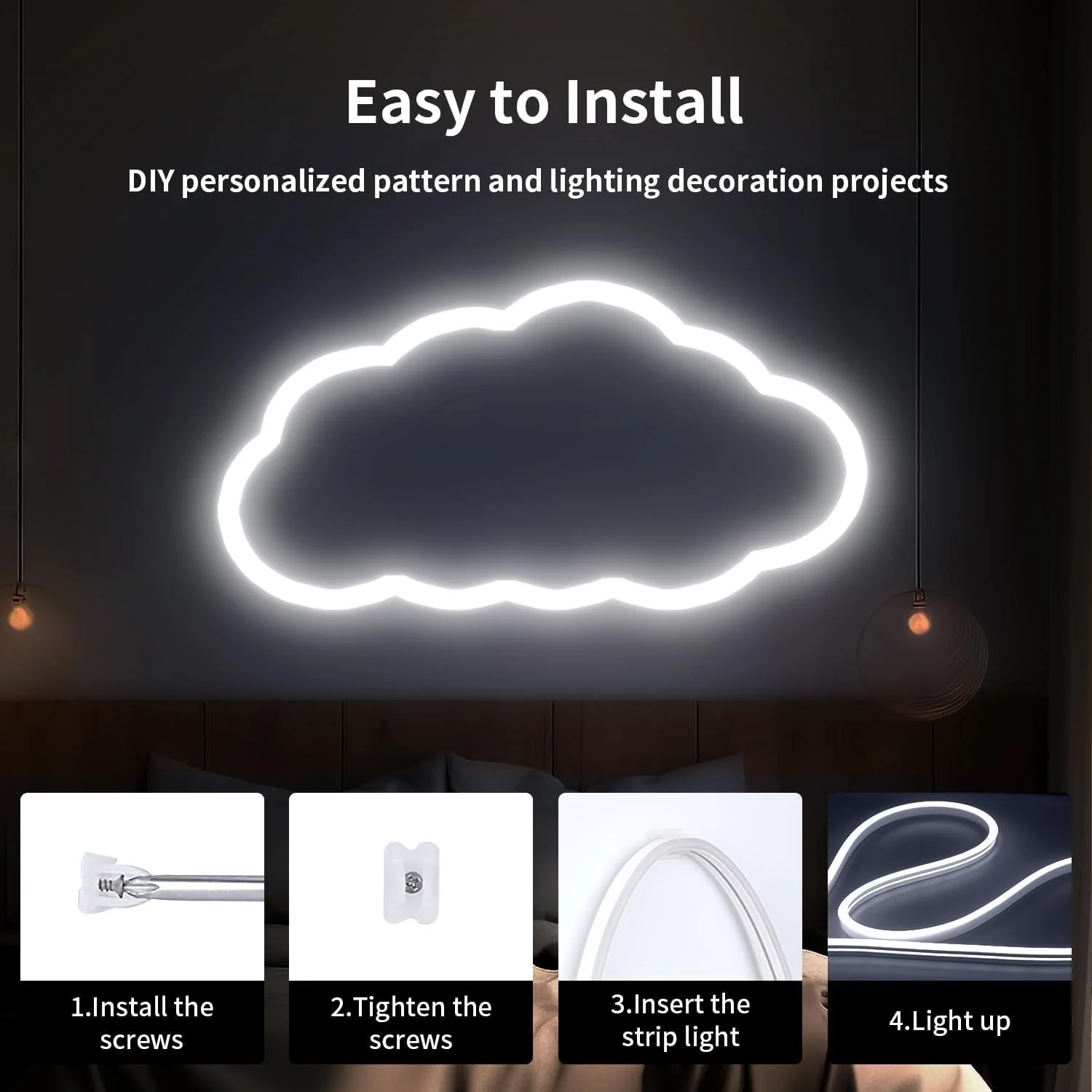 iNextStation 12V White LED Strip Lights 16.4FT/5M, IP65 Waterproof Silicone Neon Light Strip, Flexible Led Rope Lights for DIY, Cuttable, LED Light Strip for Bedroom, Indoor, Outdoor(with Plug) 16.4FT With Adapter - Image 3