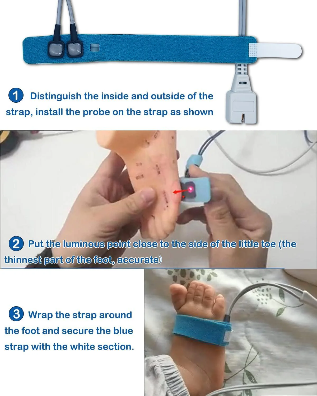 Infants Probes 78.74 in 200 cm Compatible with Hand Pulse Oximeter Model JKS50F 200 cm for infants - Image 3