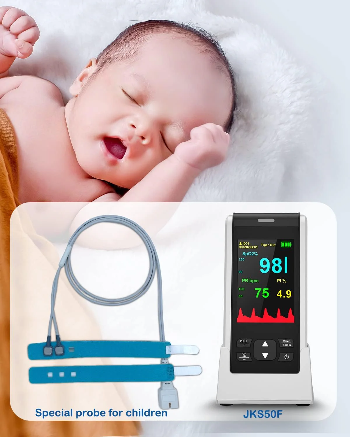 Infants Probes 78.74 in 200 cm Compatible with Hand Pulse Oximeter Model JKS50F 200 cm for infants - Image 5