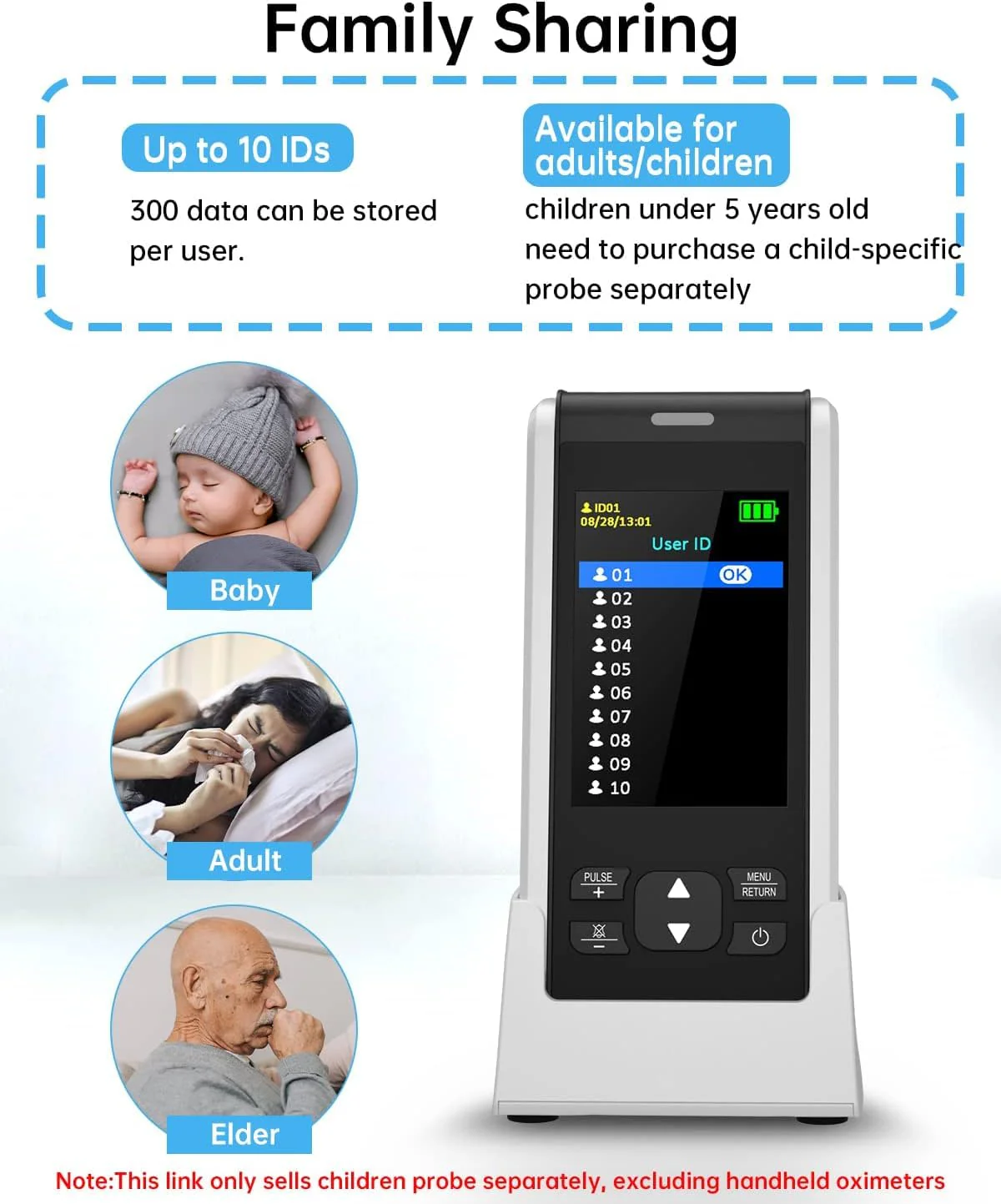 Infants Probes 78.74 in 200 cm Compatible with Hand Pulse Oximeter Model JKS50F 200 cm for infants - Image 6