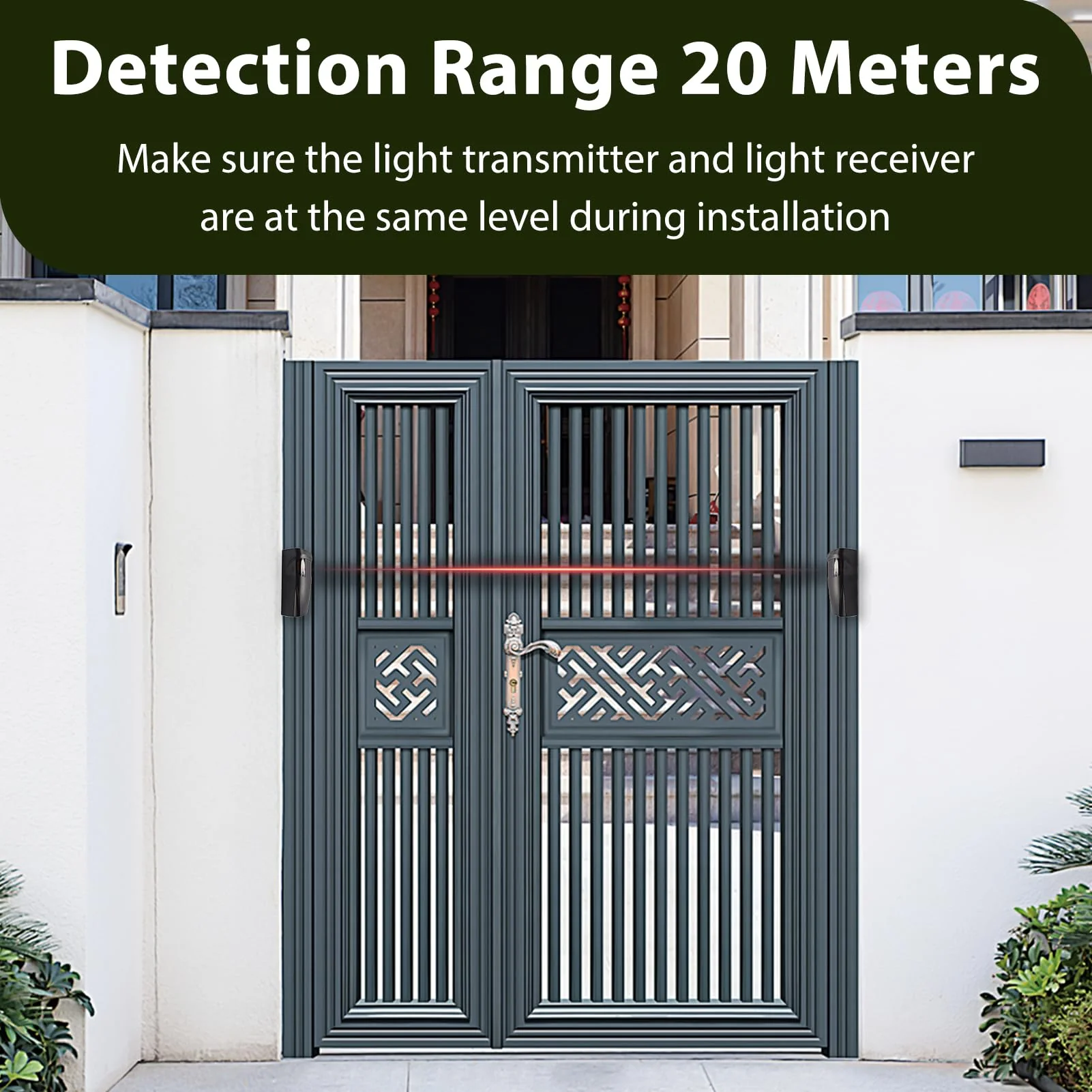 Infrared Sensor Light Beam, Light Barrier Infrared Sensor, IR Light Barrier Sensor, Universal 12/24 V AC/DC, Weatherproof, for Automatic Garage Doors and Gates, Range up to 20 Metres Rechteck - Image 6