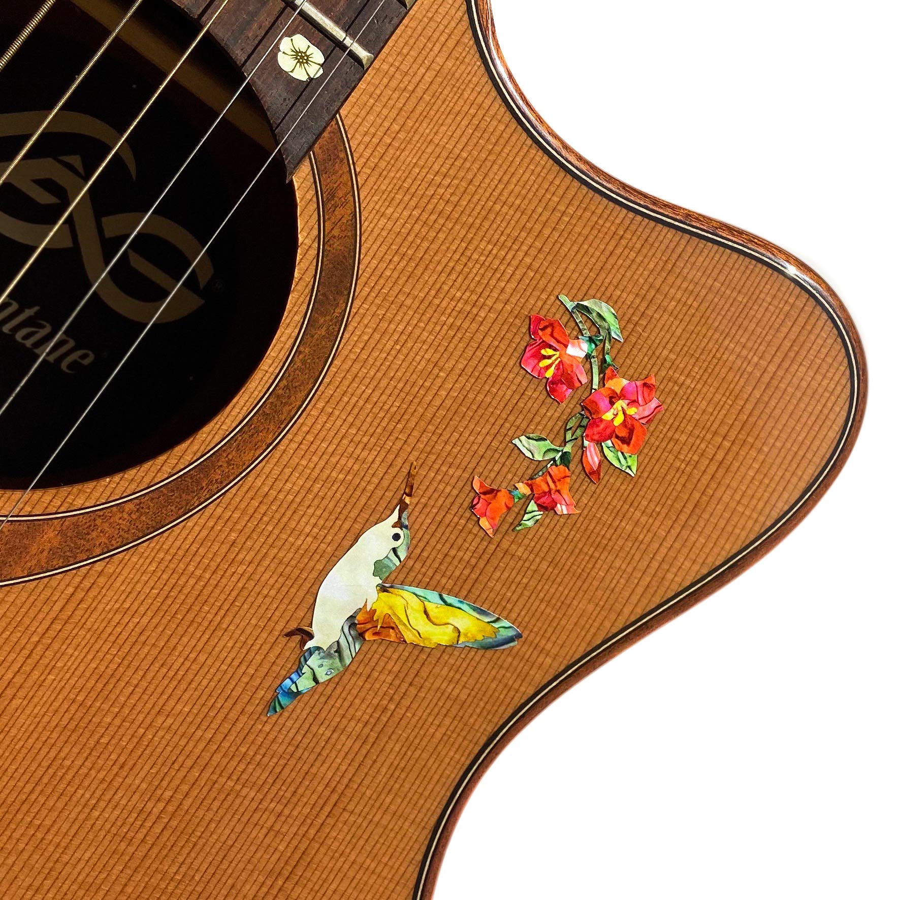 Inlay Sticker Decal for Guitars, Bass & Ukuleles - Hummingbird & Flowers - Image 4