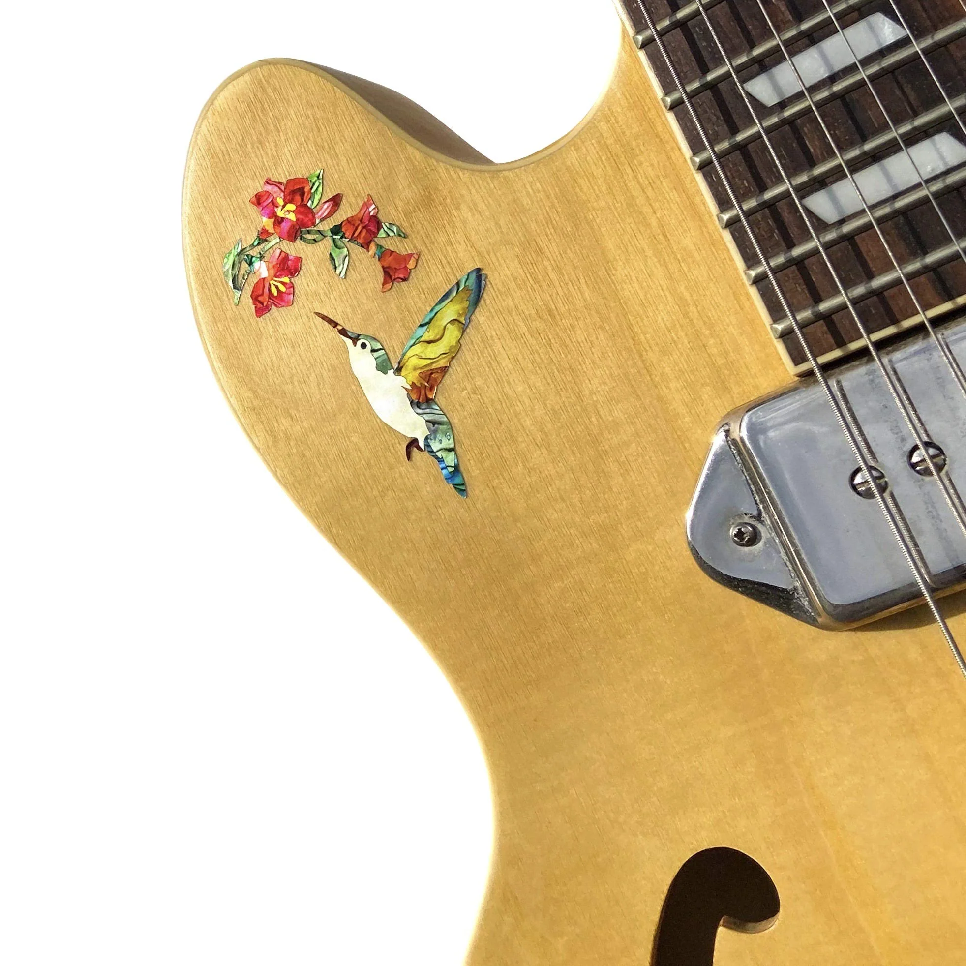 Inlay Sticker Decal for Guitars, Bass & Ukuleles - Hummingbird & Flowers - Image 5