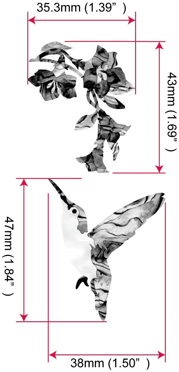 Inlay Sticker Decal for Guitars, Bass & Ukuleles - Hummingbird & Flowers - Image 7