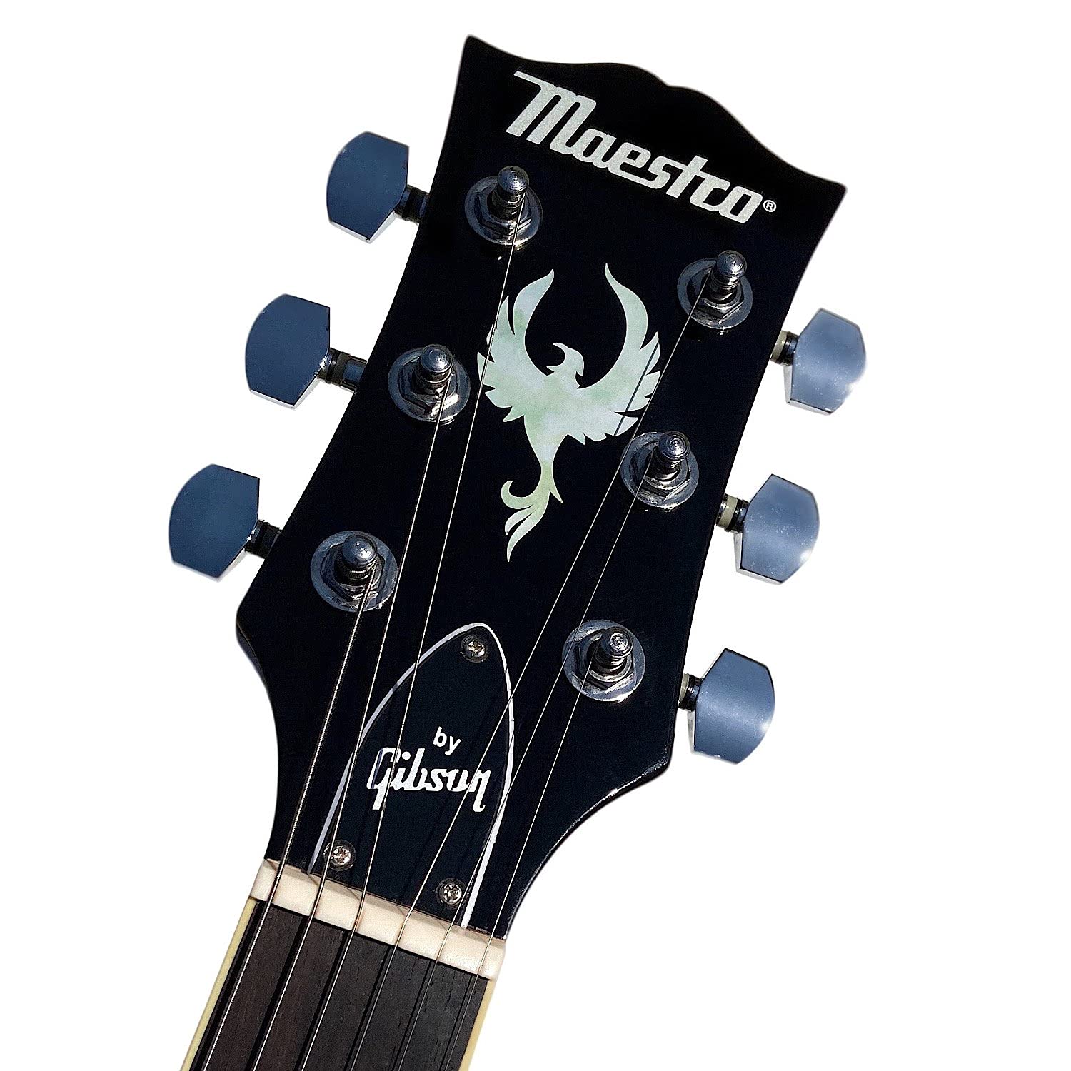 Inlay Sticker for Guitar Headstock - Phoenix Bird - White Pearl White Pearl & Ocher - Image 2