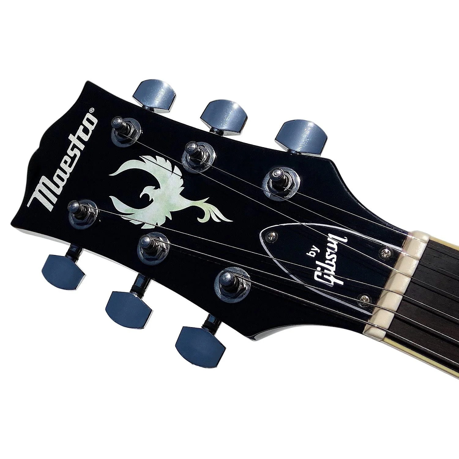 Inlay Sticker for Guitar Headstock - Phoenix Bird - White Pearl White Pearl & Ocher - Image 3