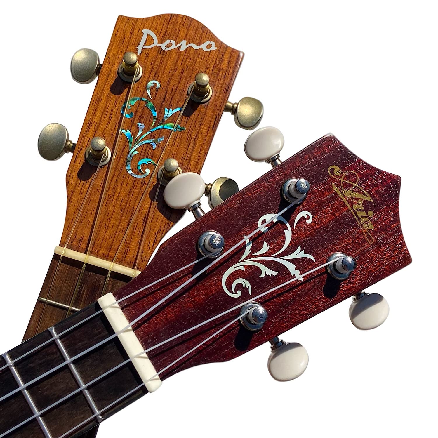 Inlay Stickers for Guitar Headstock - Small Vine (2pcs Set) - White Pearl & Abalone Blue, H-131SV-AZ - Image 2