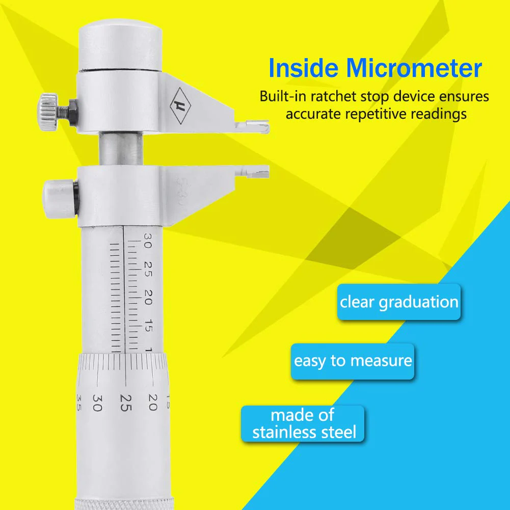 Inner Micrometer, Vernier Caliper, Inner Micrometer Set, 5-30 mm, Metric Inner Diameter Micrometer Set, 0.01 mm Accuracy, Internal Bore Hole Vernier Caliper Type with Storage Box - Image 6