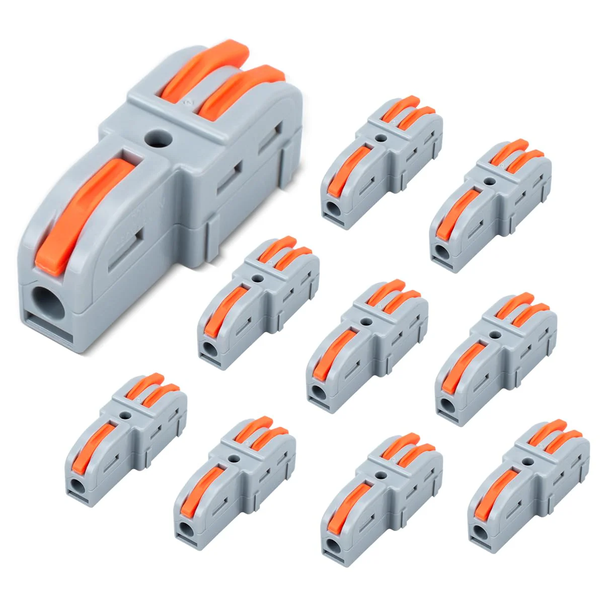 Innfeeltech 10 Pieces Connection Clamp, 1 in 2 Out Connection Clamp, with Lever, Cable Connector with 0.2-4 mm² Conductor Clamp for DIY Projects