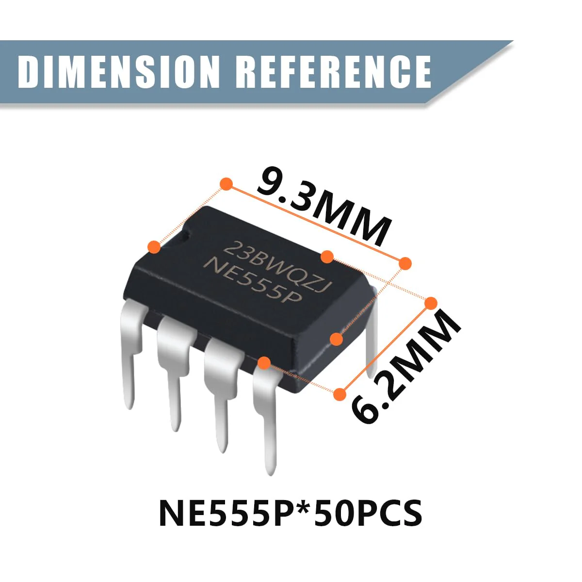 Innfeeltech Timer IC NE555P Generator Single Period Time DIP 8 Double Pole Pack of 50 - Image 2