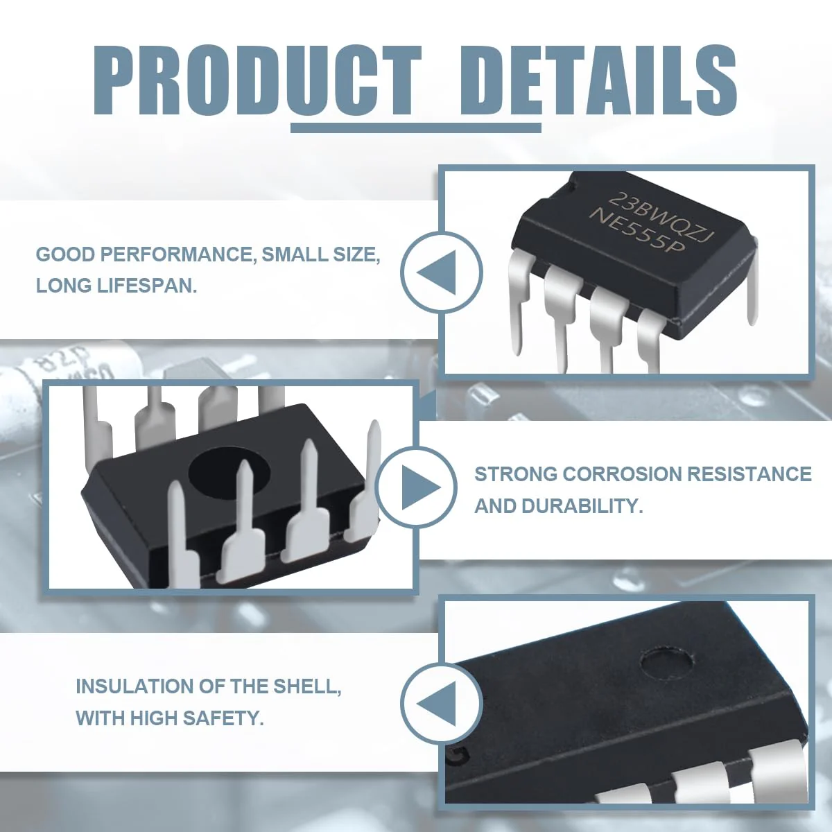 Innfeeltech Timer IC NE555P Generator Single Period Time DIP 8 Double Pole Pack of 50 - Image 3