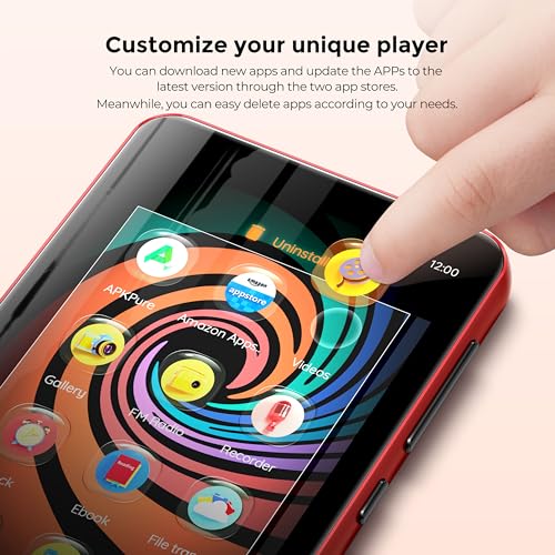 innioasis 160GB MP3 Player with Bluetooth and WiFi, Android Music Player with Spotify,Amazon Music,Pandora,4" Full Touch Screen MP3 Player with Audible,Libby,Audiobooks (Black_Red) Red - Image 4