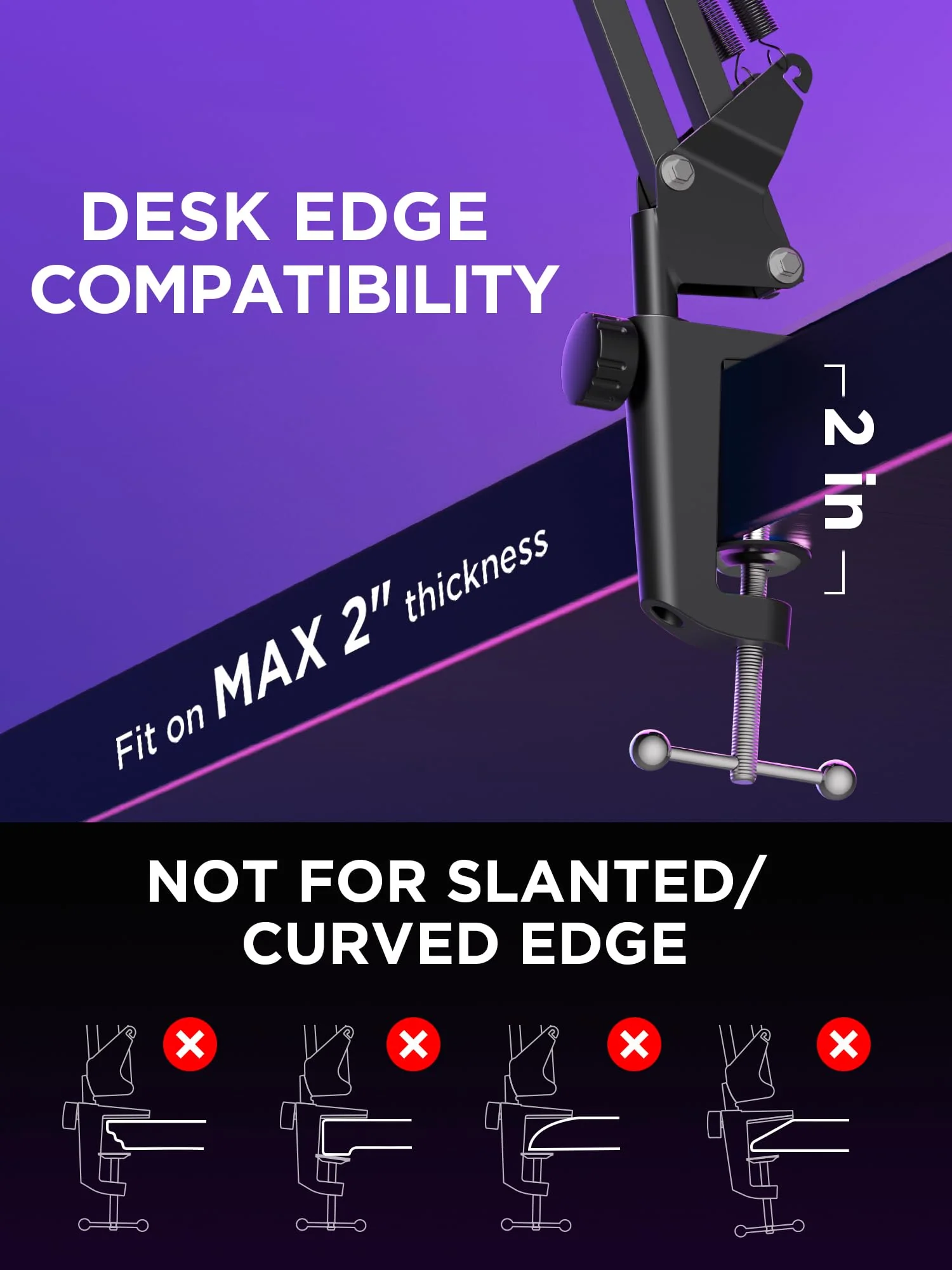 InnoGear Boom Arm Microphone Mic Stand for Blue Yeti HyperX QuadCast SoloCast Snowball Fifine Shure SM7B and other Mic, Large Black - Image 6
