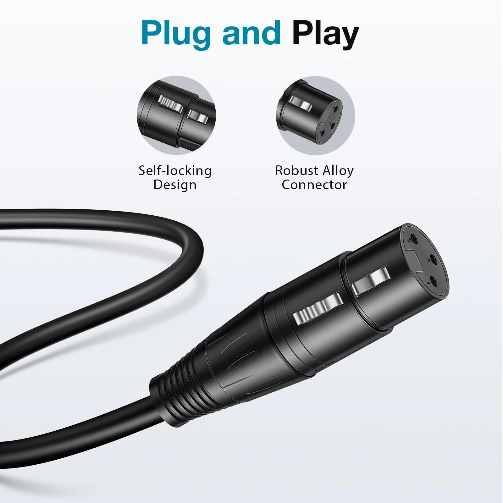 InnoGear XLR Microphone Cables, 15 Feet 2 Pack Oxygen-Free Copper Male to Female 3-Pin Balanced XLR Mic Cables Cord for Speaker Podcast Audio Mixer DMX Effector Amplifier Sound Card, Black - Image 5