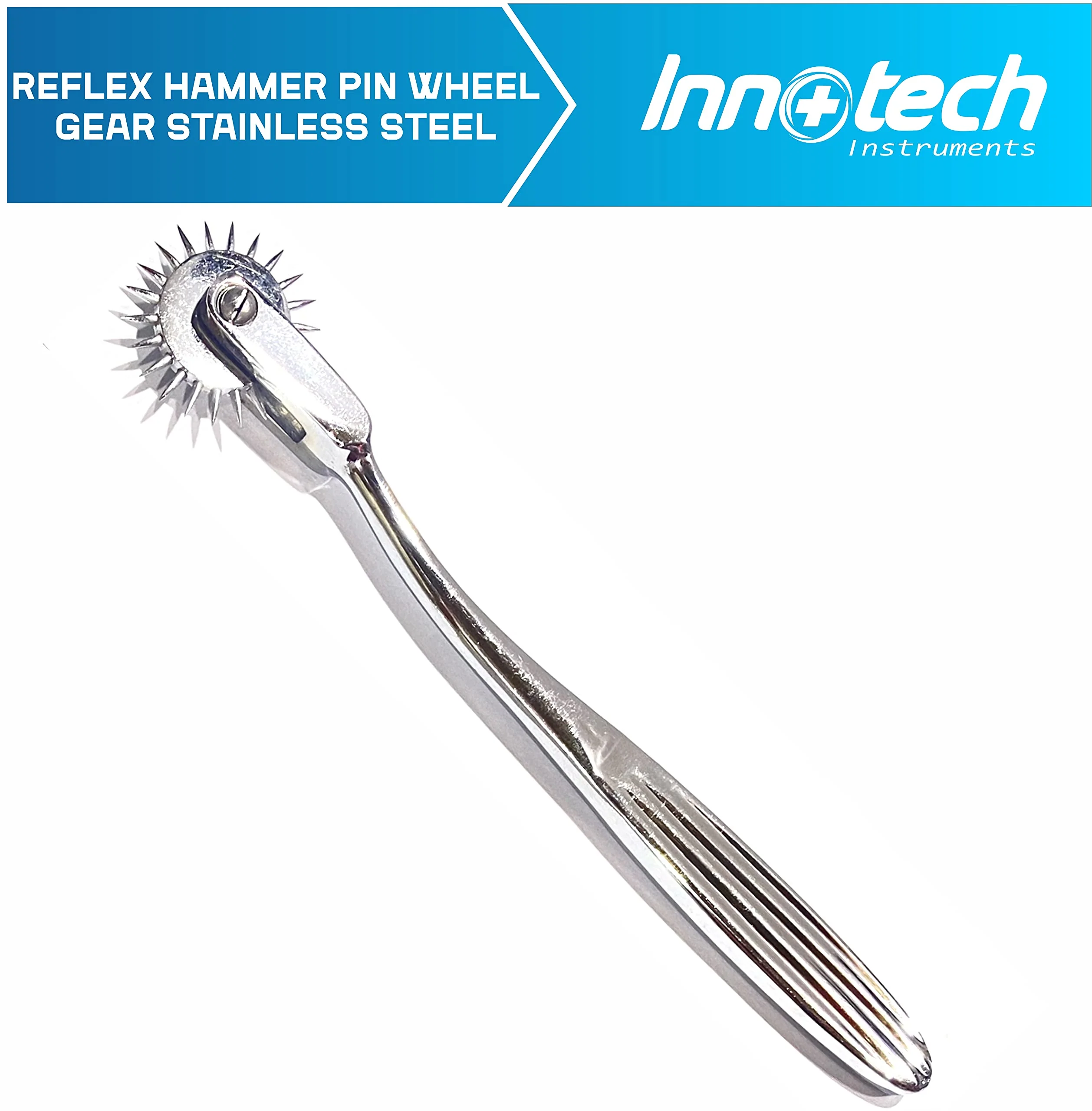 Innotech Diagnostic Reflex and Neurology Sensitivity Diagnostics 5-Piece Set with Nerve Wheel Reflex Hammer Bandage Scissors and Tuning Fork with 512 Hz and 128 Hz (Reflex Set) - Image 2