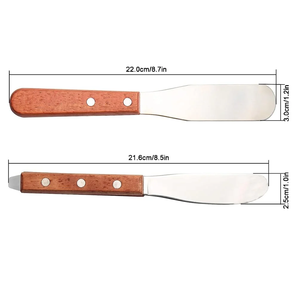Inokantucy Dental Lab 8 Spatula, Plaster Alignment Mixing Wax End Instrument, Plaster Mixing Knife with Wooden Handle - Image 6