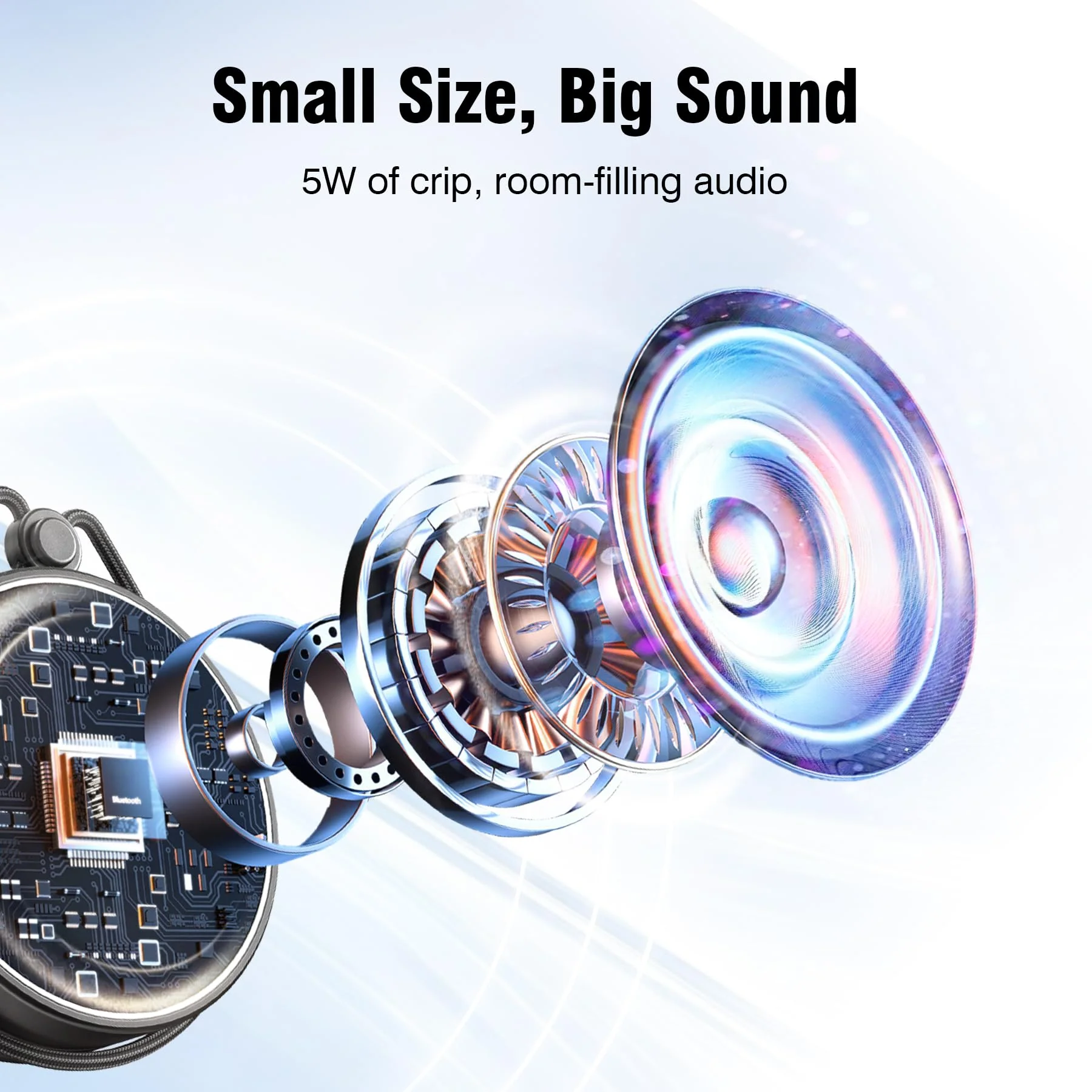 INSMY C12 IPX7 Waterproof Shower Bluetooth Speaker, Portable Small Speaker, Speakers Bluetooth Wireless Loud Clear Sound Support TF Card Suction Cup for Kayak Canoe Beach Gift (Black) Black - Image 8