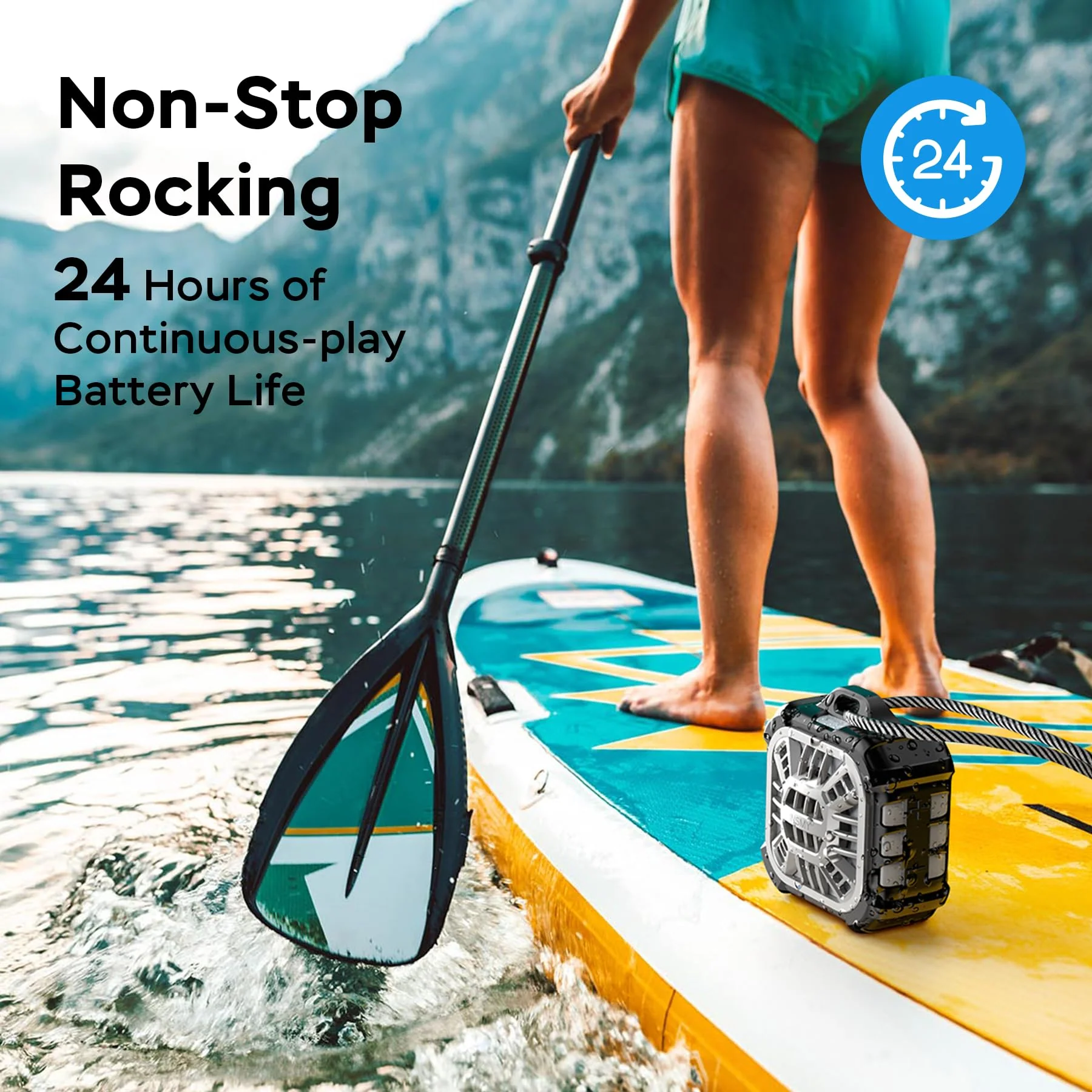 INSMY IP67 Waterproof Bluetooth Speaker, Shower Speaker Portable Small Clip-on, Multi Sync 100+ Speakers, Big Volume Booming Bass, 24H Playtime/Floatable/RGB Lights for Outdoor/Kayak/Beach (Black) Black - Image 5