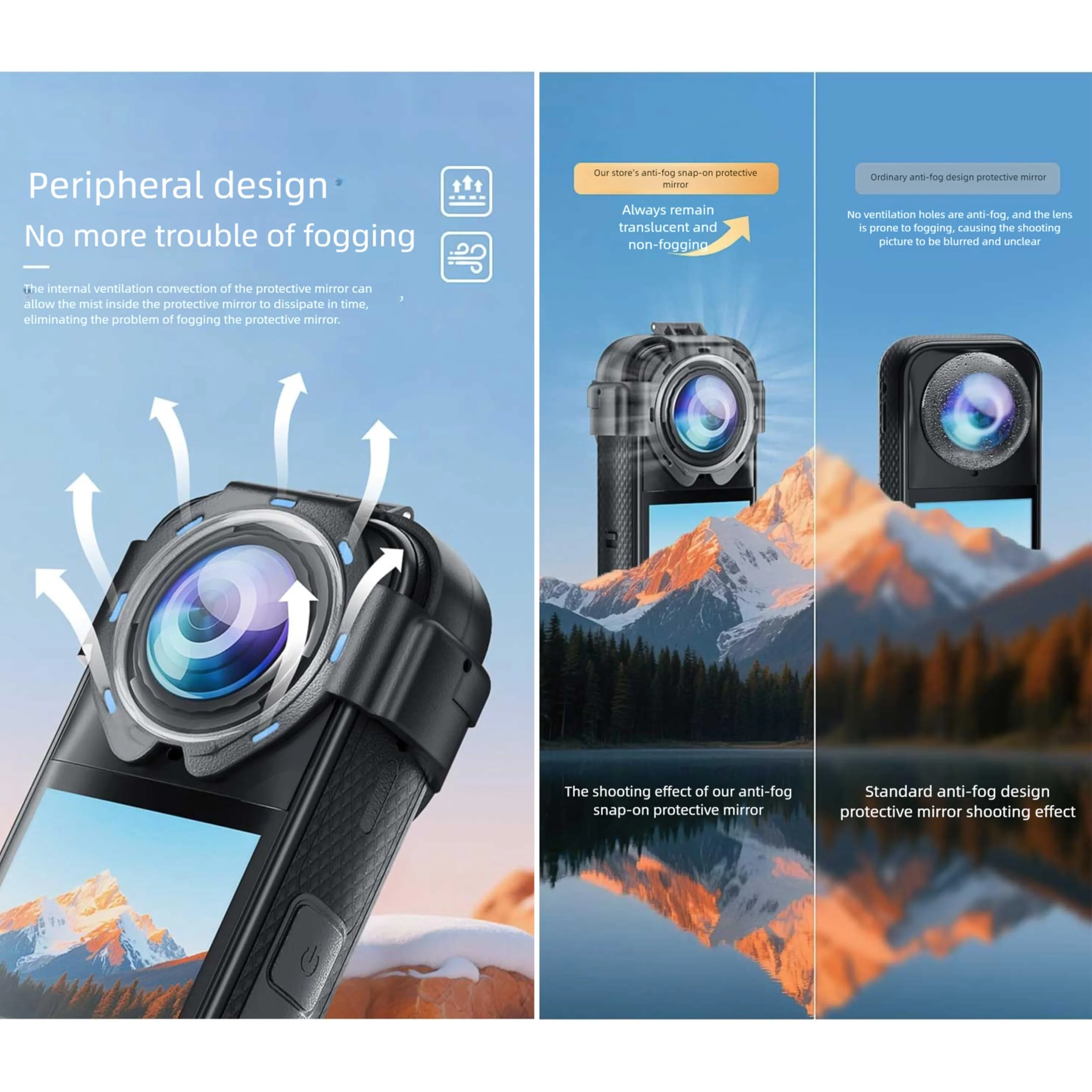 Insta 360 X5 Premium Glass Lens Guard Set for Insta360 X 5 X5 Protective Cover Case Cap Anti-fog Snap-on Protective Mirror - Image 3