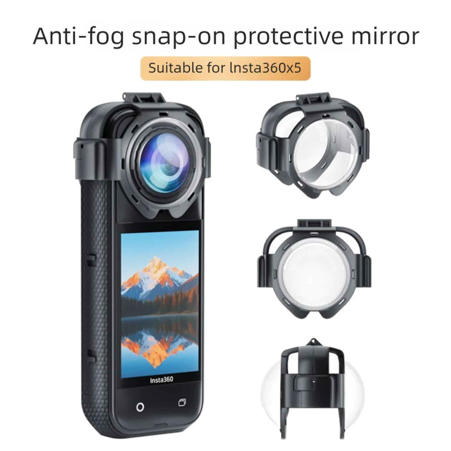 Insta 360 X5 Premium Glass Lens Guard Set for Insta360 X 5 X5 Protective Cover Case Cap Anti-fog Snap-on Protective Mirror - Image 4