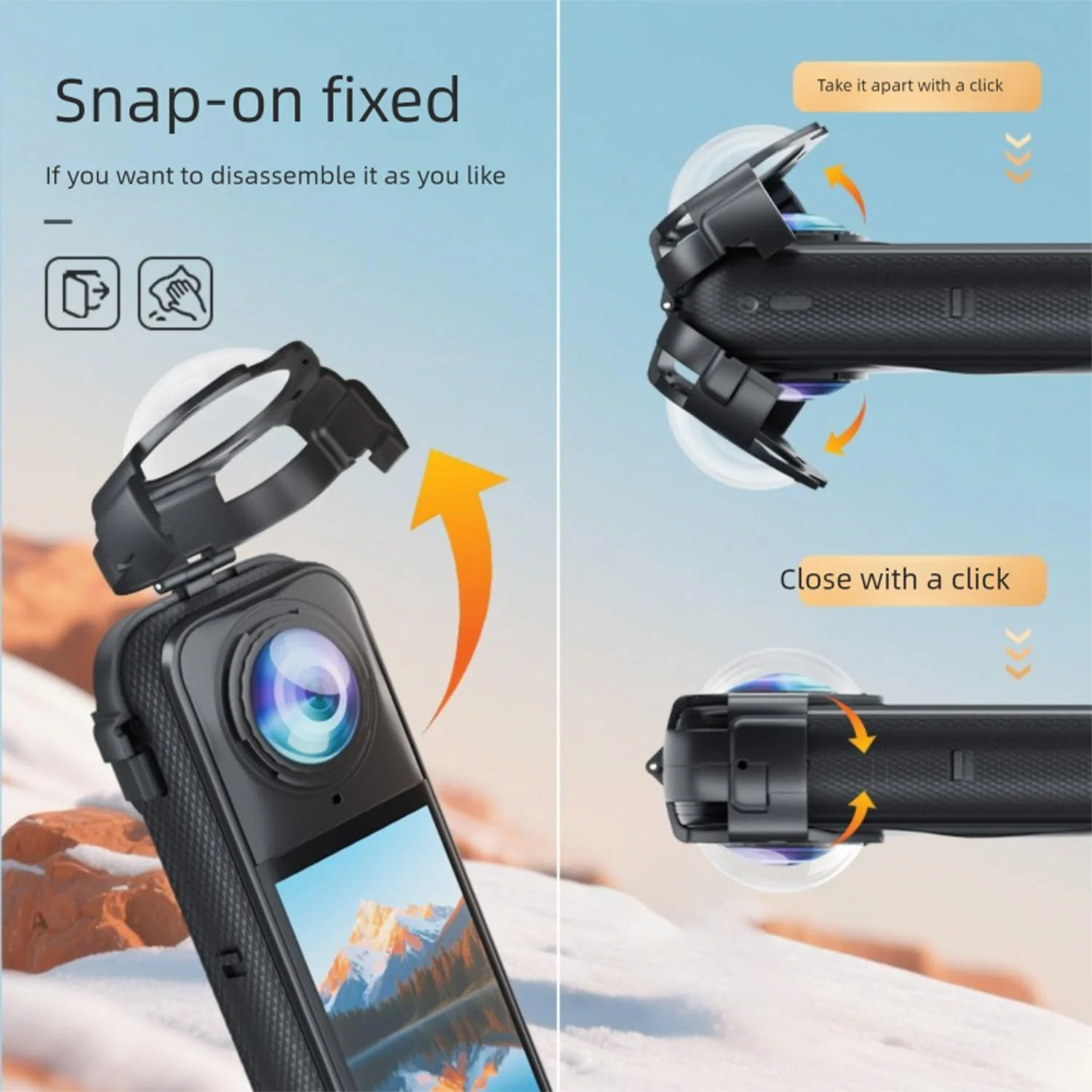 Insta 360 X5 Premium Glass Lens Guard Set for Insta360 X 5 X5 Protective Cover Case Cap Anti-fog Snap-on Protective Mirror - Image 6